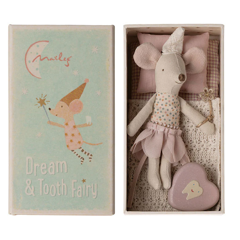 Maileg Tooth Fairy Mouse, Little Sister In Matchbox