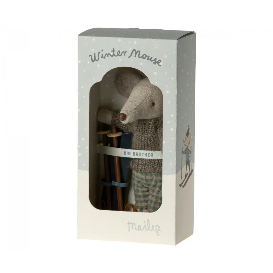 Maileg Winter mouse with ski set, Big brother - Image 2