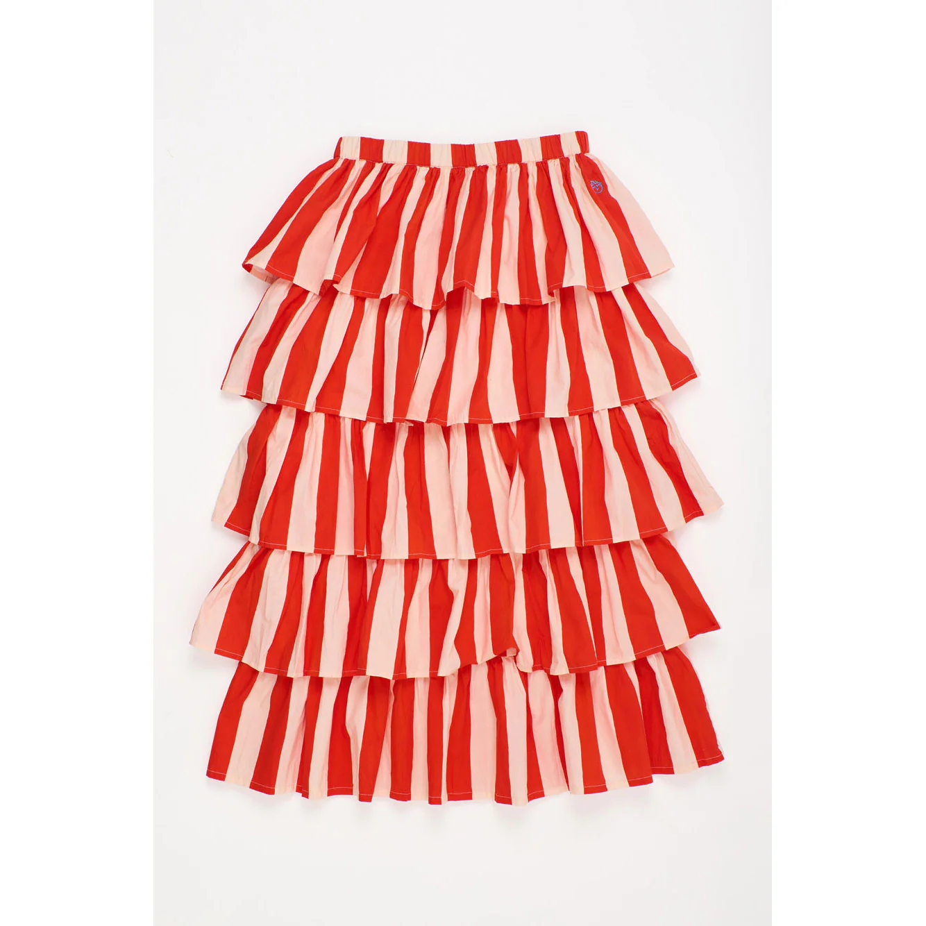 Maison Mangostan White/Red Watermelon Stripes Skirt