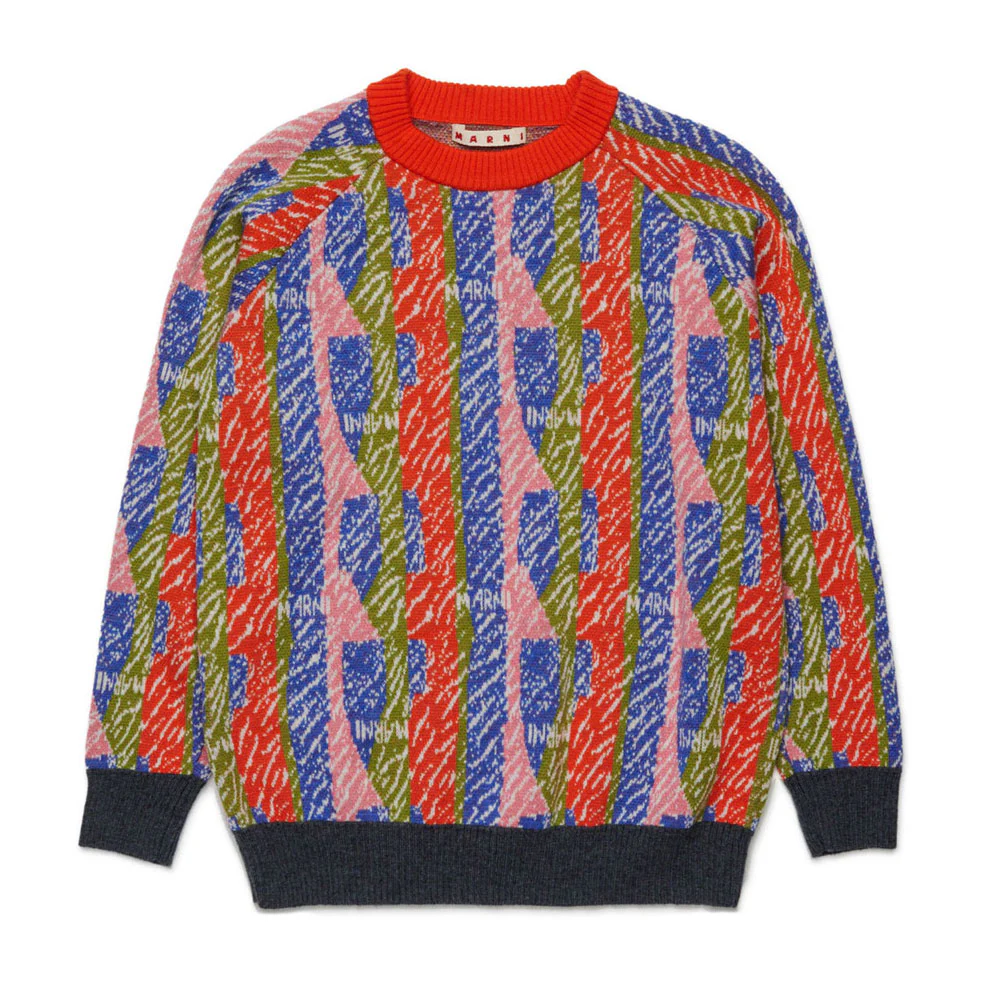 Marni Red Striped Jacquard Pullover