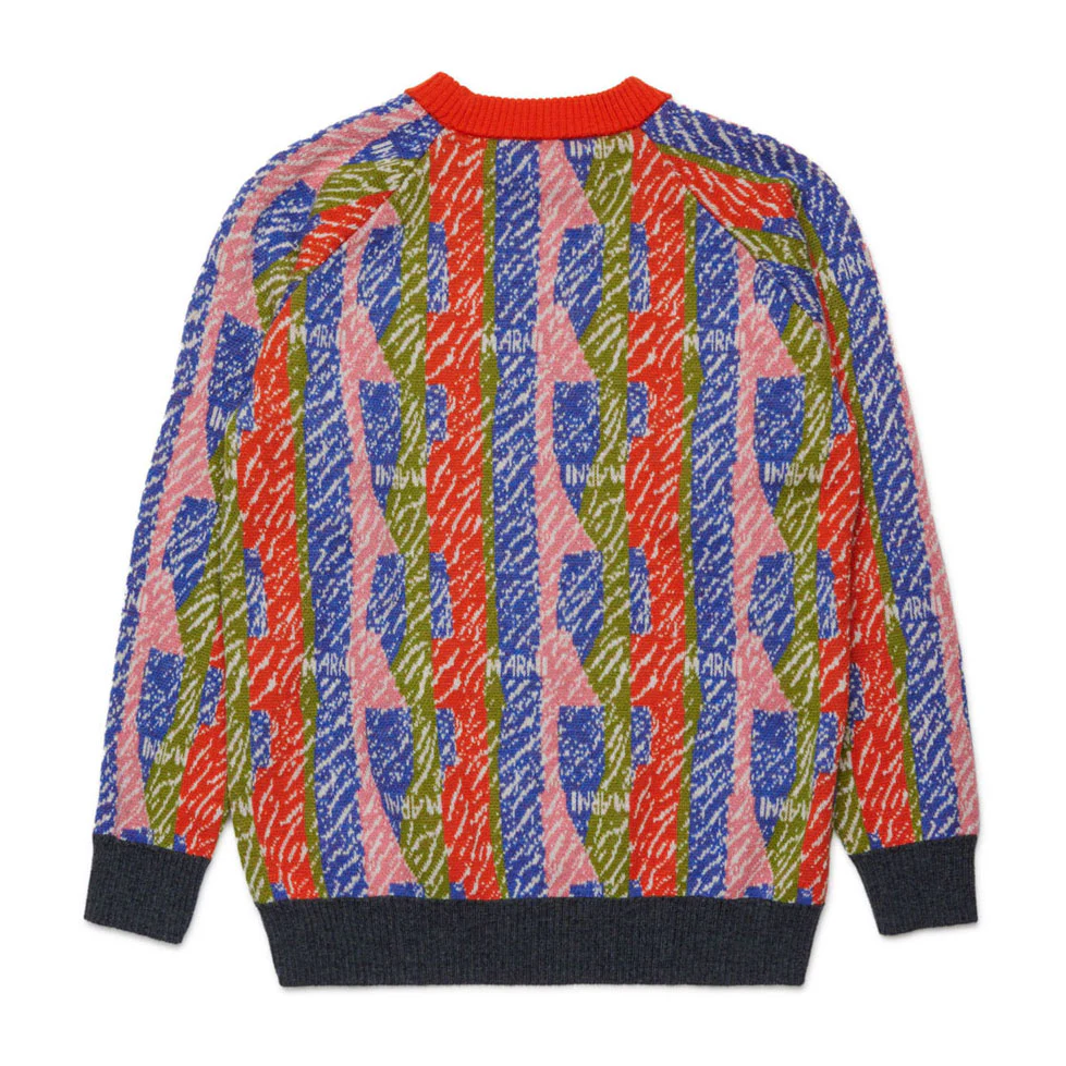 Marni Red Striped Jacquard Pullover - Image 2