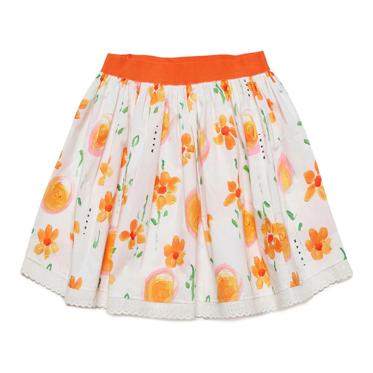Marni White/Orange Floral Skirt - Image 2