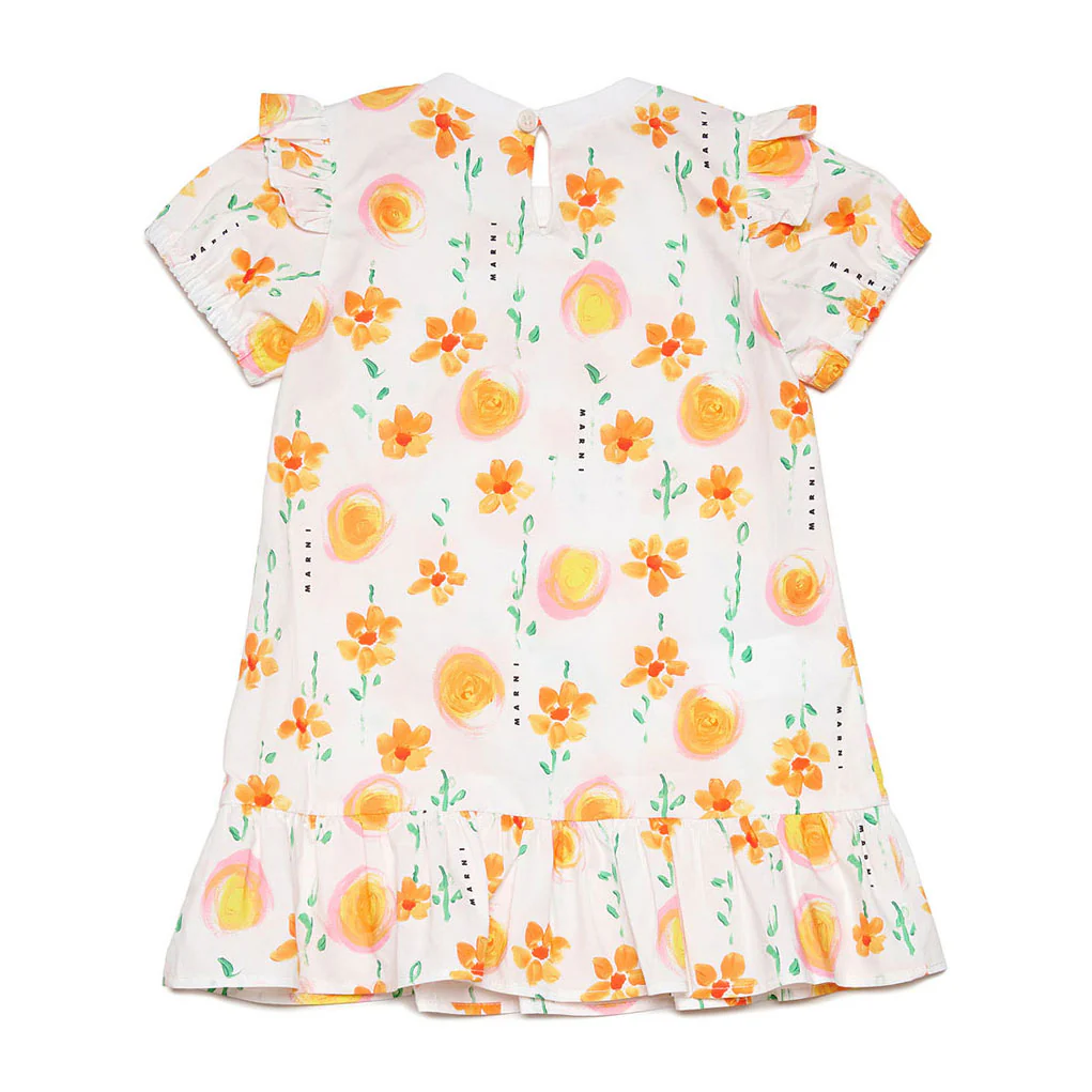 Marni White/Orange Flowers Baby Dress - Image 2