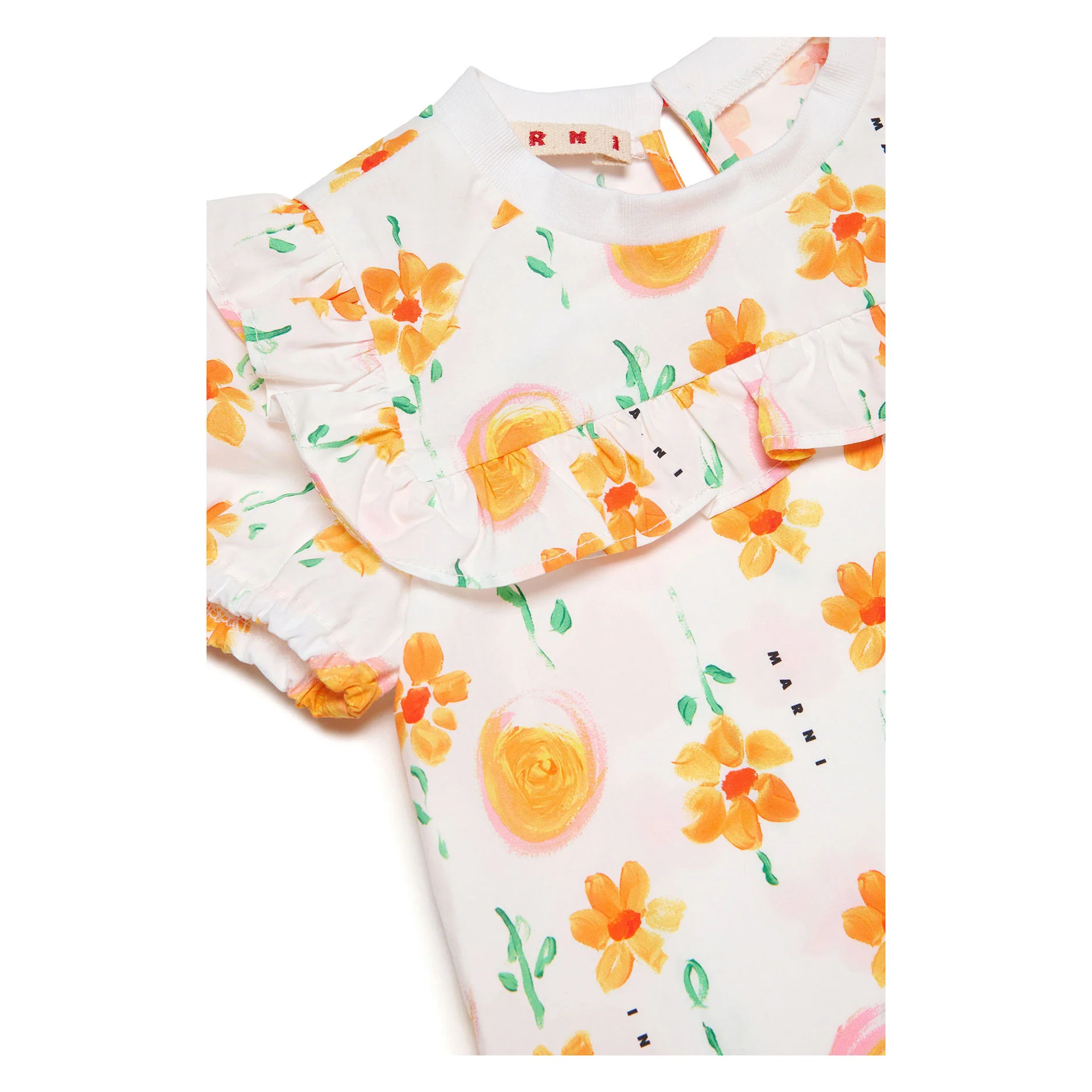 Marni White/Orange Flowers Baby Dress - Image 3