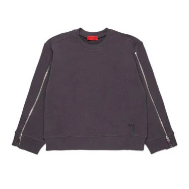 Max and Co Charcoal Felpa Zipper Sweatshirt