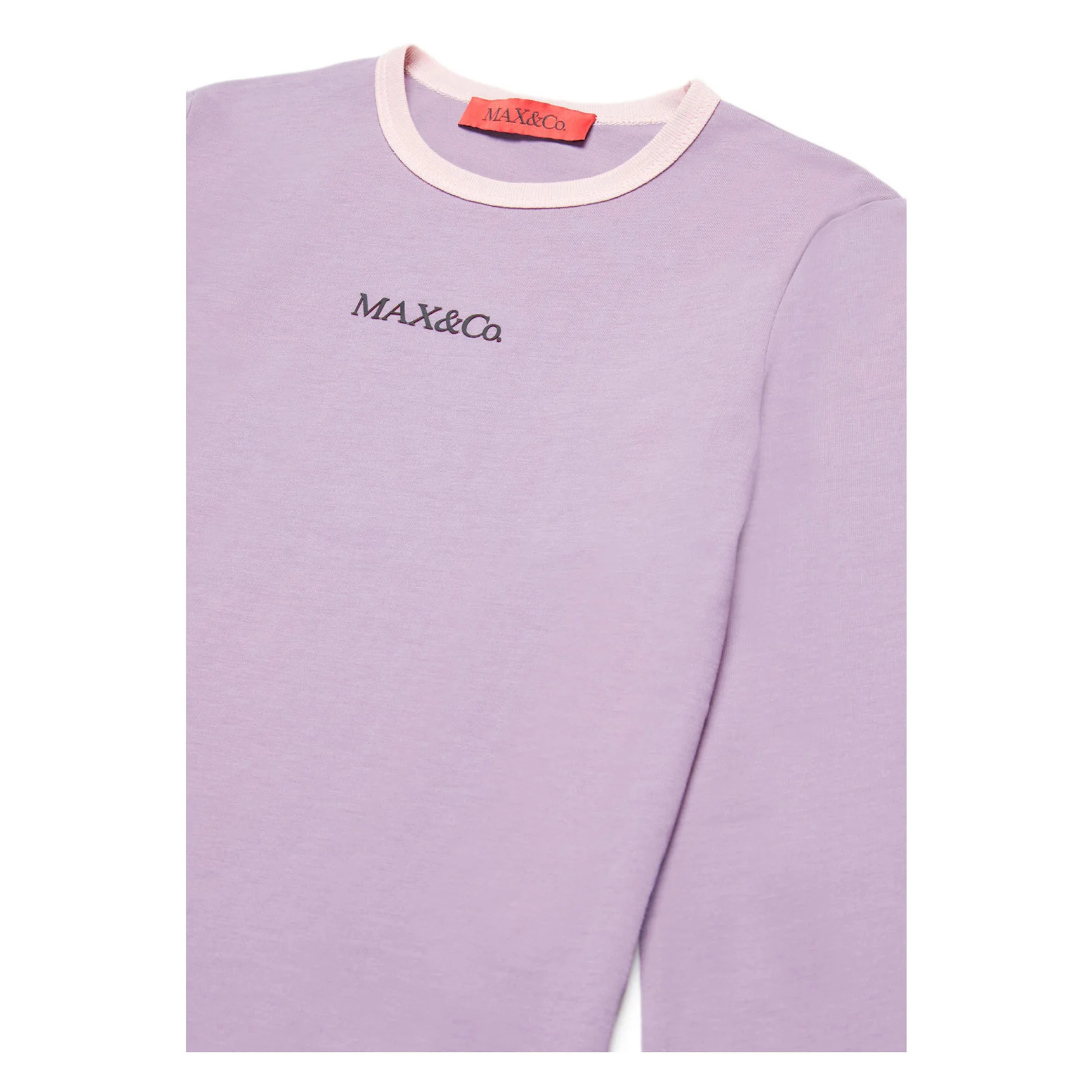 Max and Co Light Lilac Long Sleeve T-shirt With Logo - Image 3