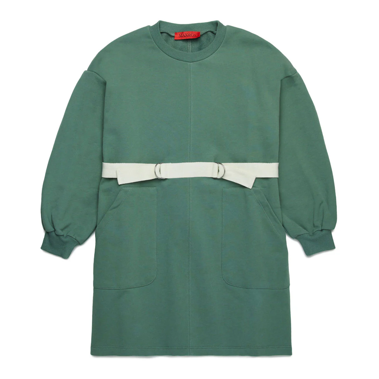 Max and Co Spruce Green Maxi Sweater Dress With Belt