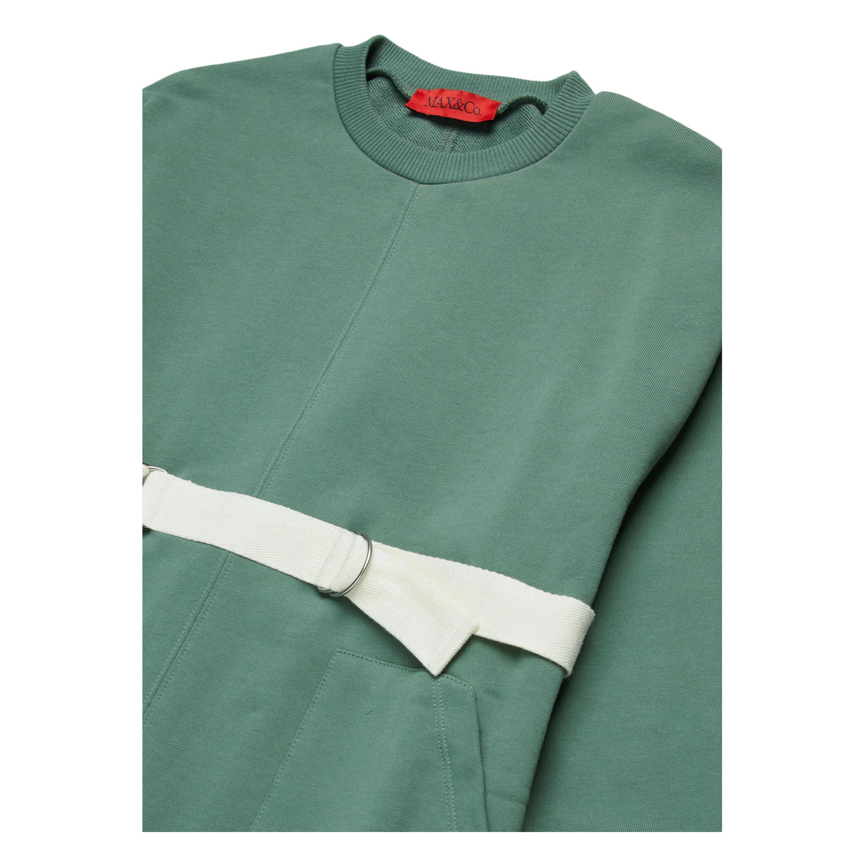 Max and Co Spruce Green Maxi Sweater Dress With Belt - Image 3