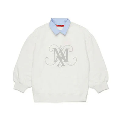 Max and Co White Felpa Collared Sweatshirt