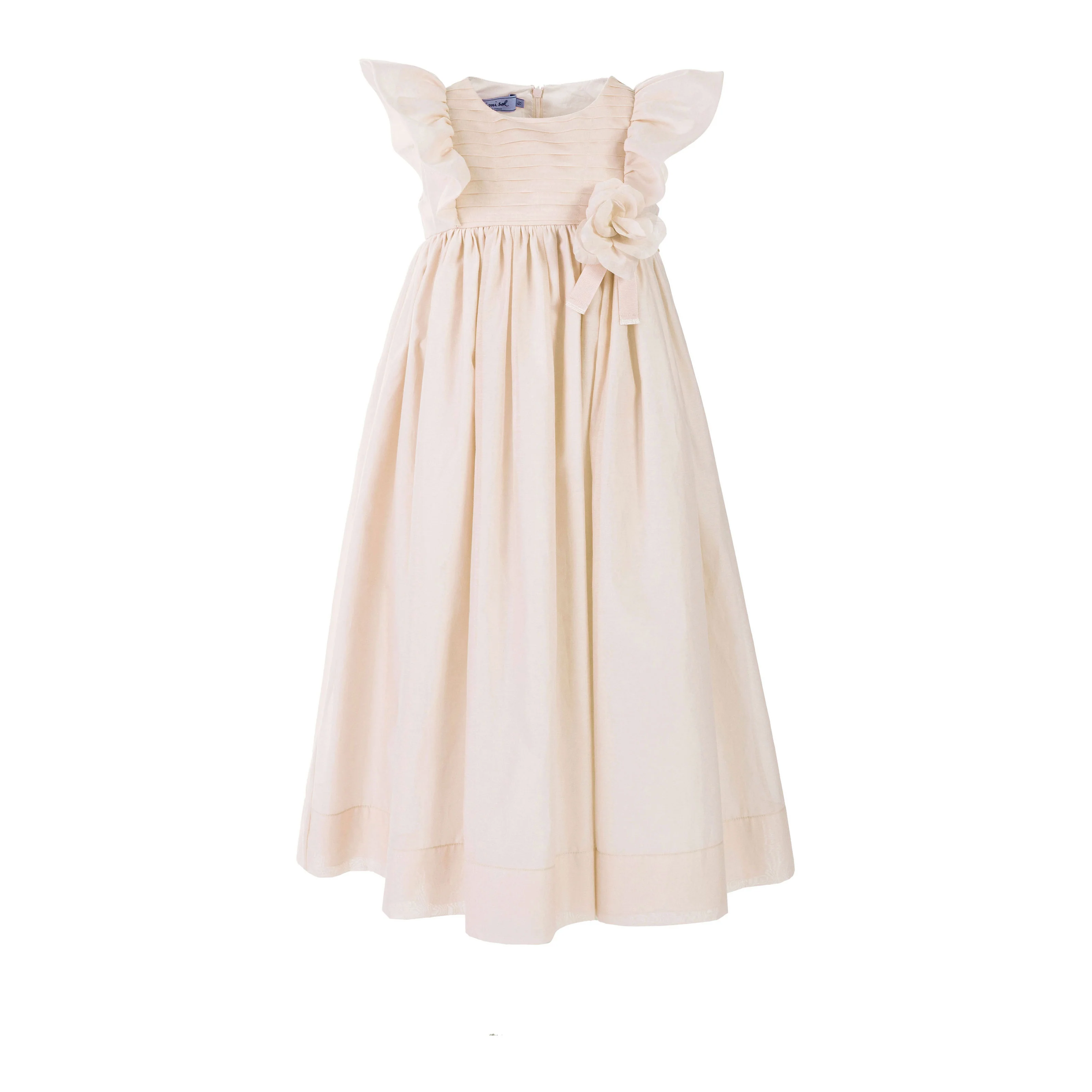 Mimisol Beige Cotton Organza Dress