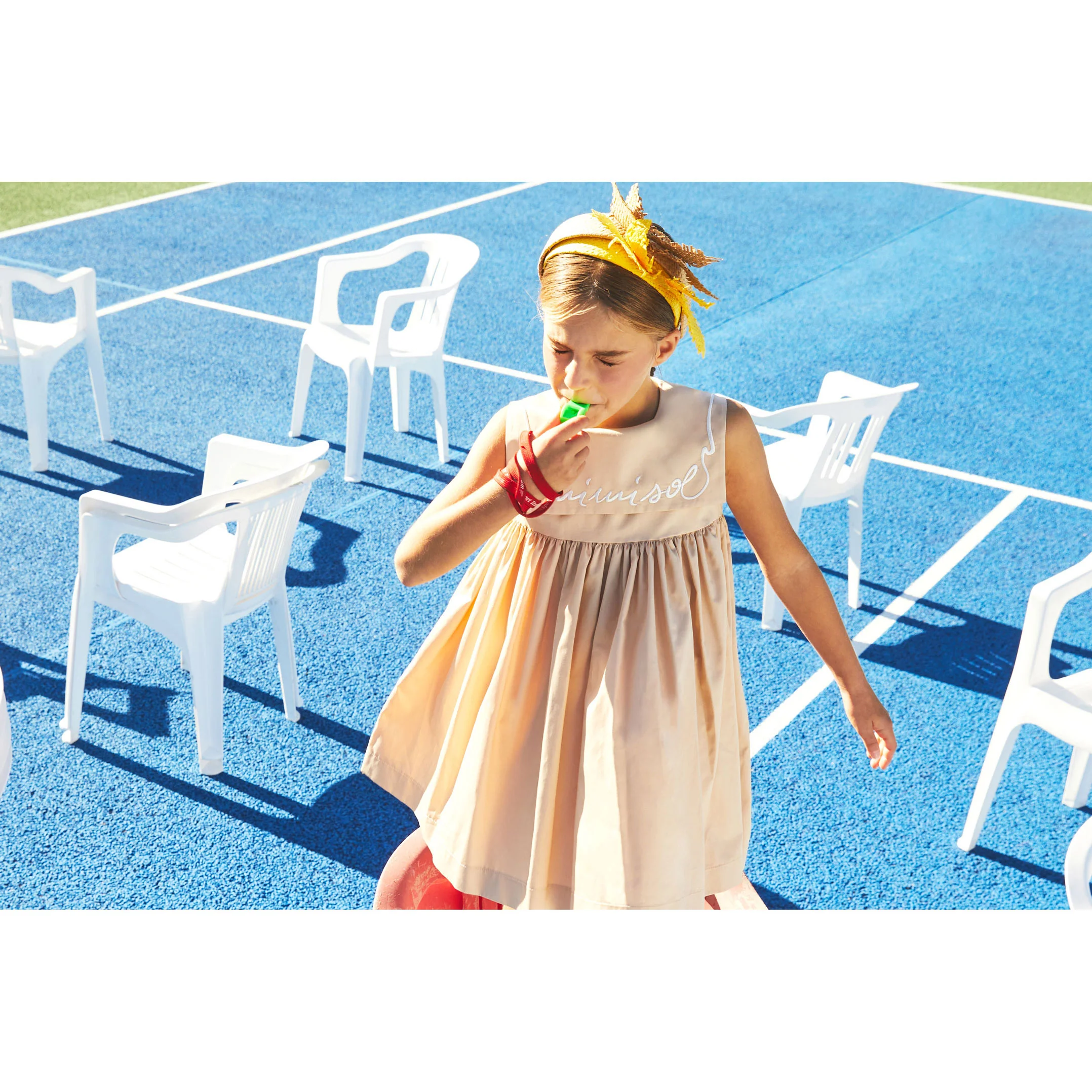 Mimisol Beige Embroidered Cotton Dress - Image 2