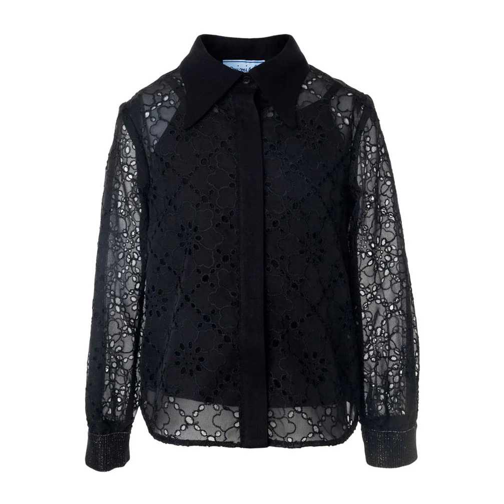 Mimisol Black Embroidered Chiffon Blouse
