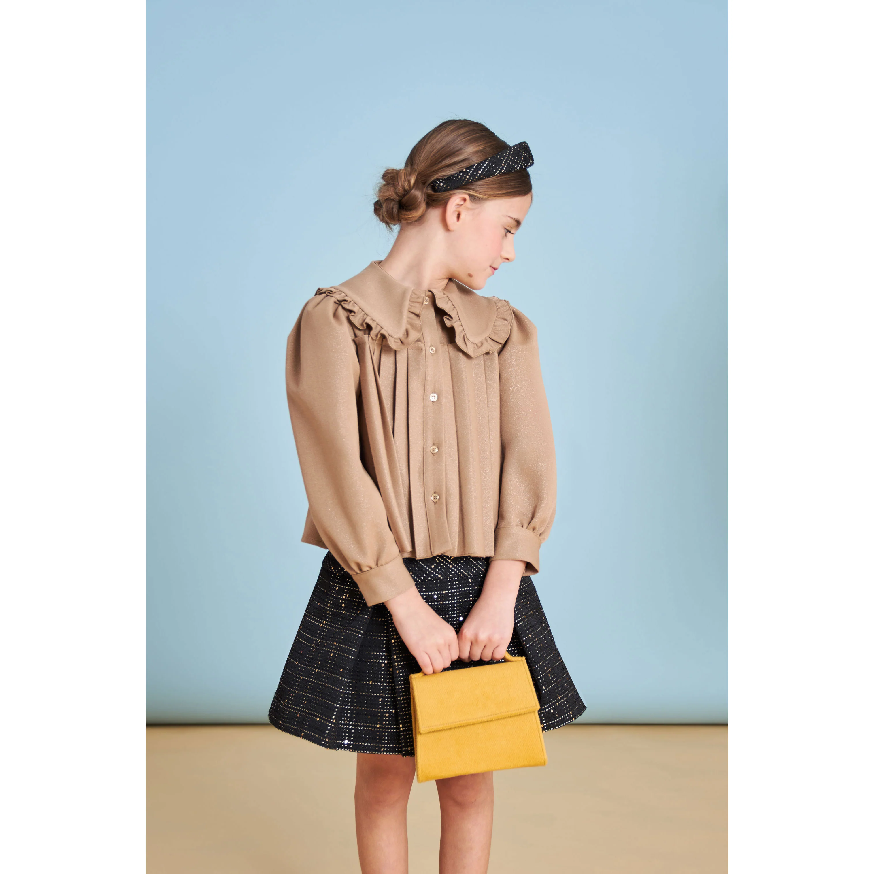 Mimisol Black Jacquard Pleated Skirt - Image 2