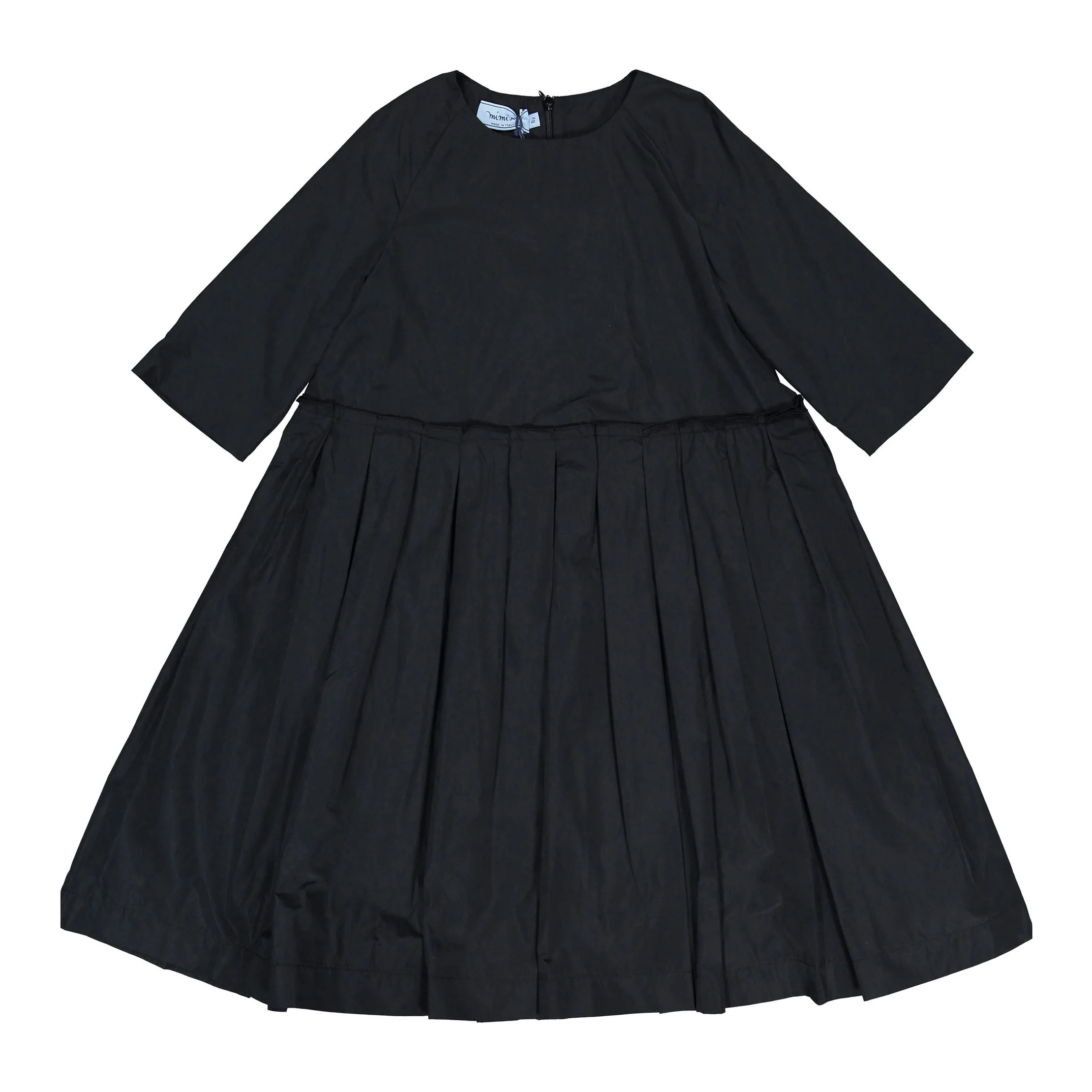 Mimisol Black Taffeta Pleated Long Dress