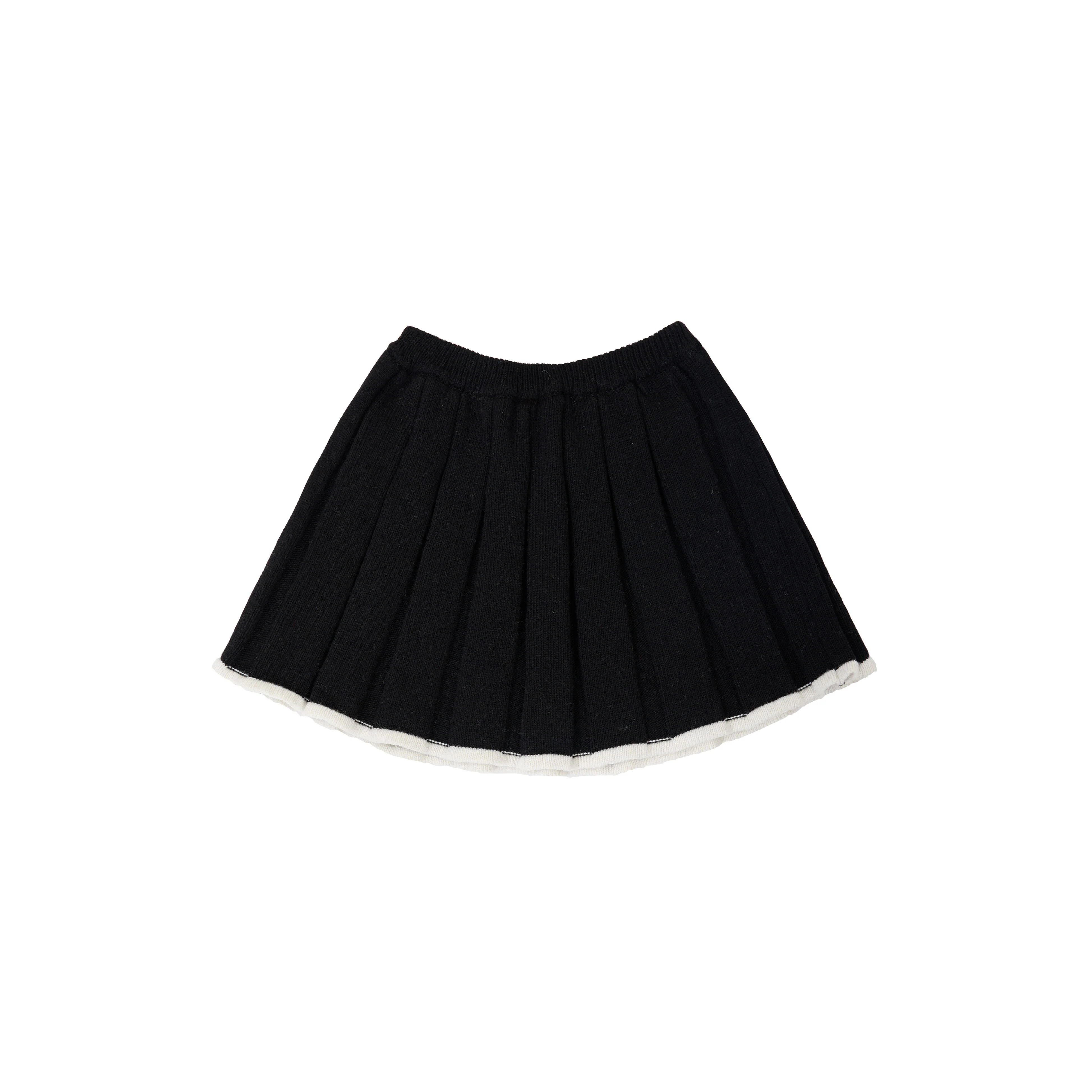 Mimisol Black Trimmed Pleated Skirt