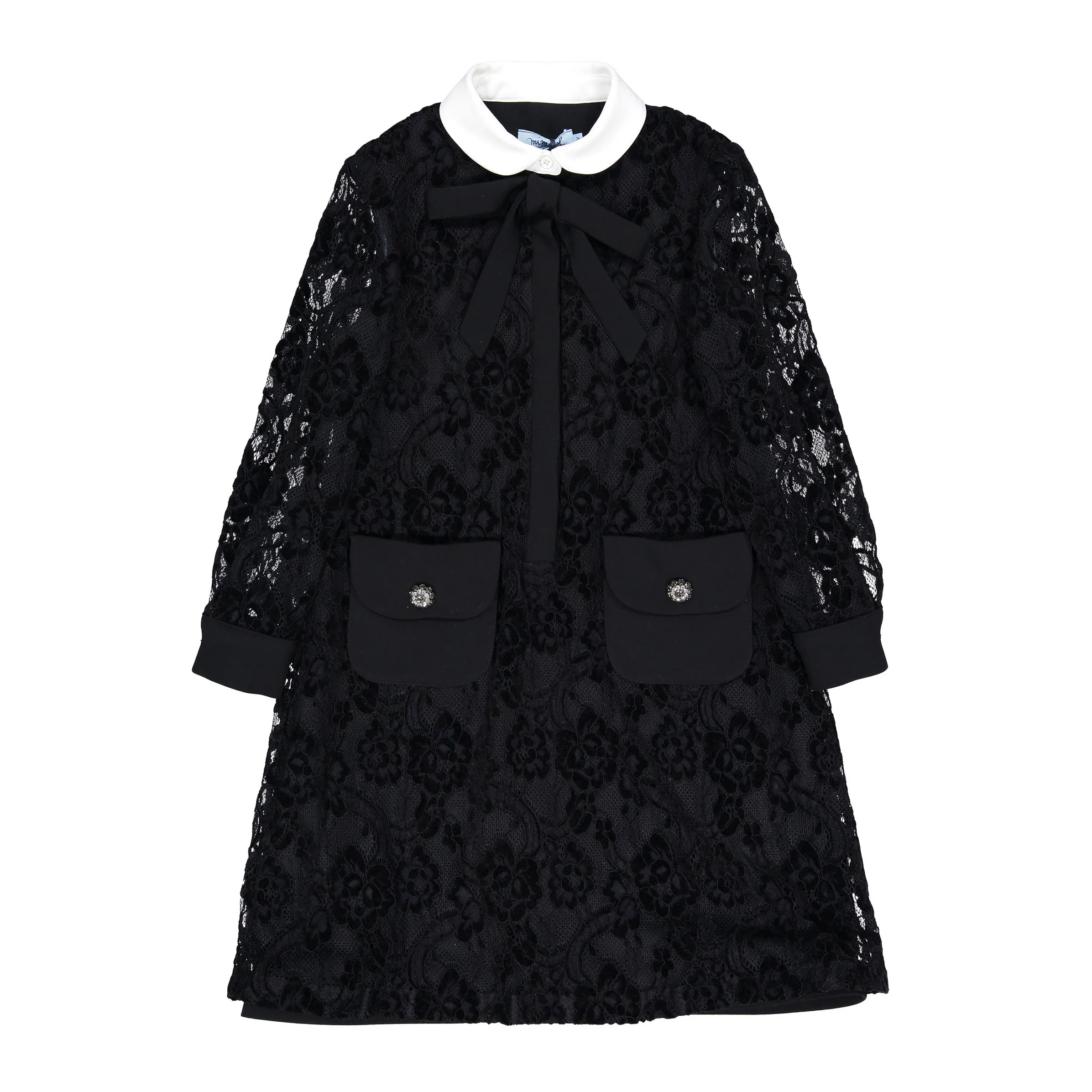 Mimisol Black Velvety Lace Long Dress