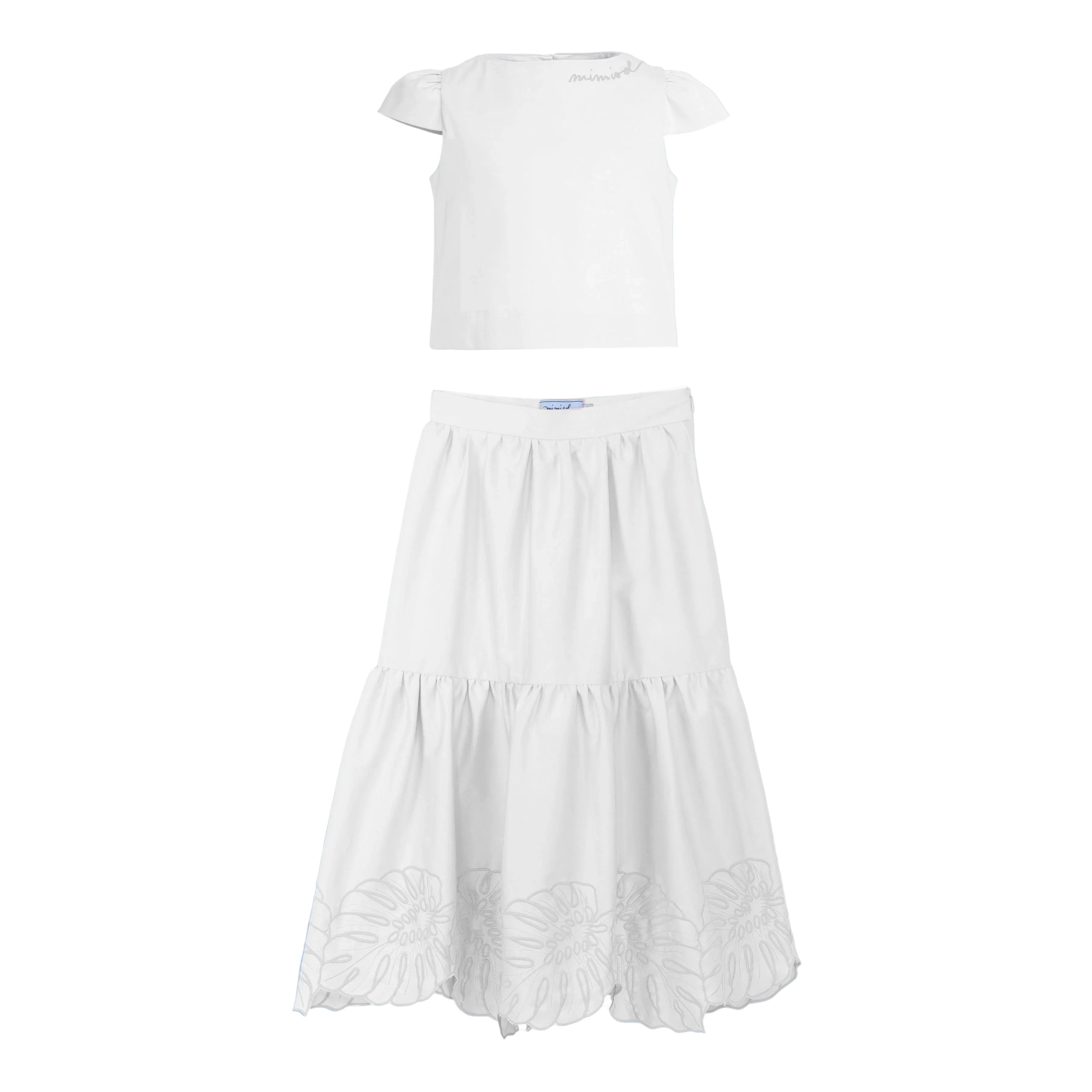 Mimisol Cream Embroidered Top Set