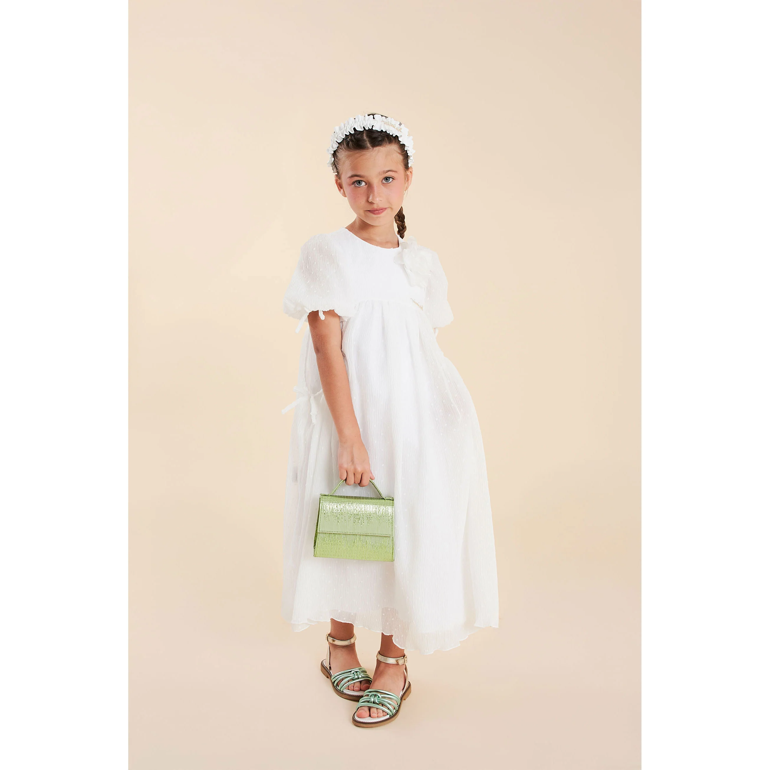 Mimisol Cream Plumetis Maxi Dress - Image 2