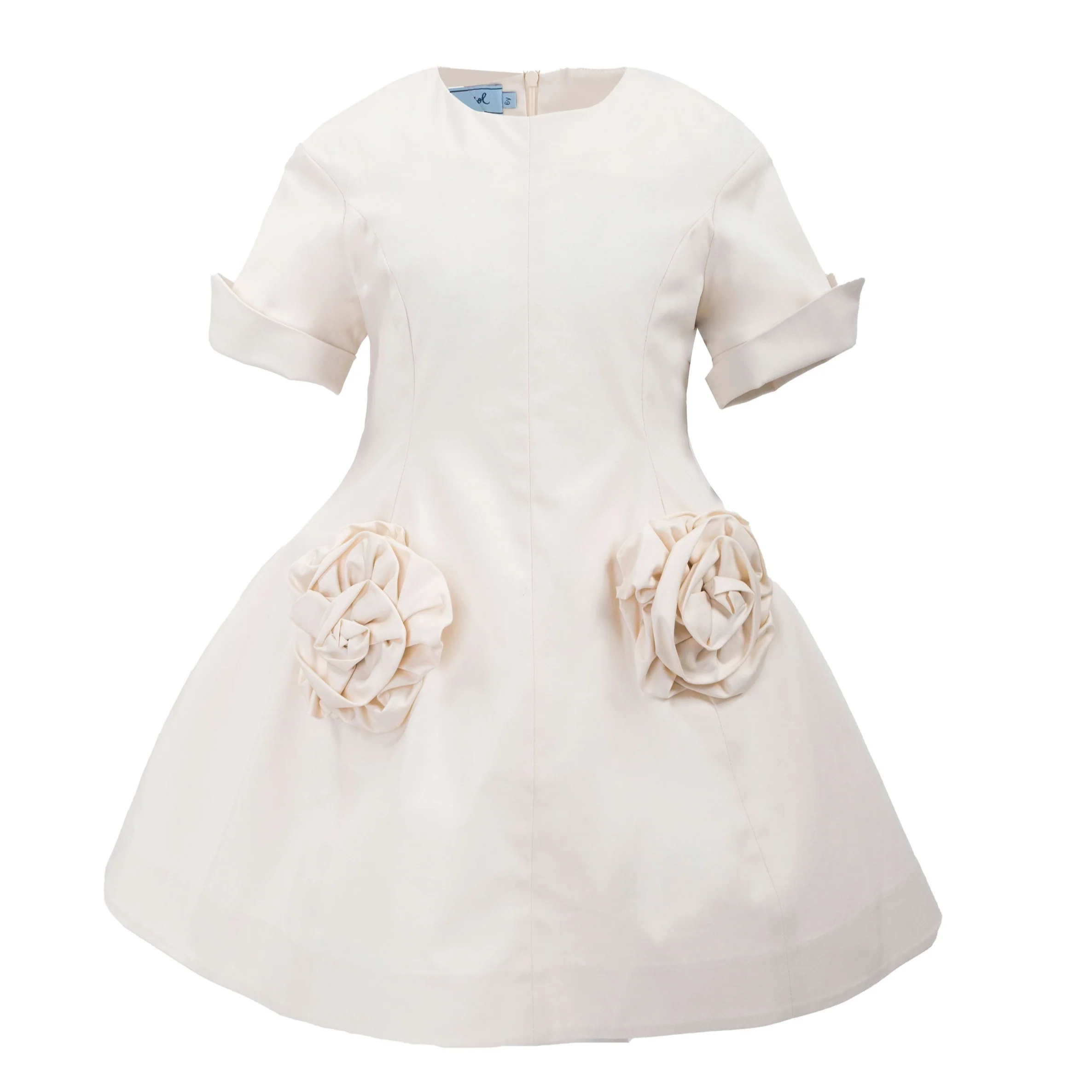 Mimisol Cream Rose Embellished Cotton Dress
