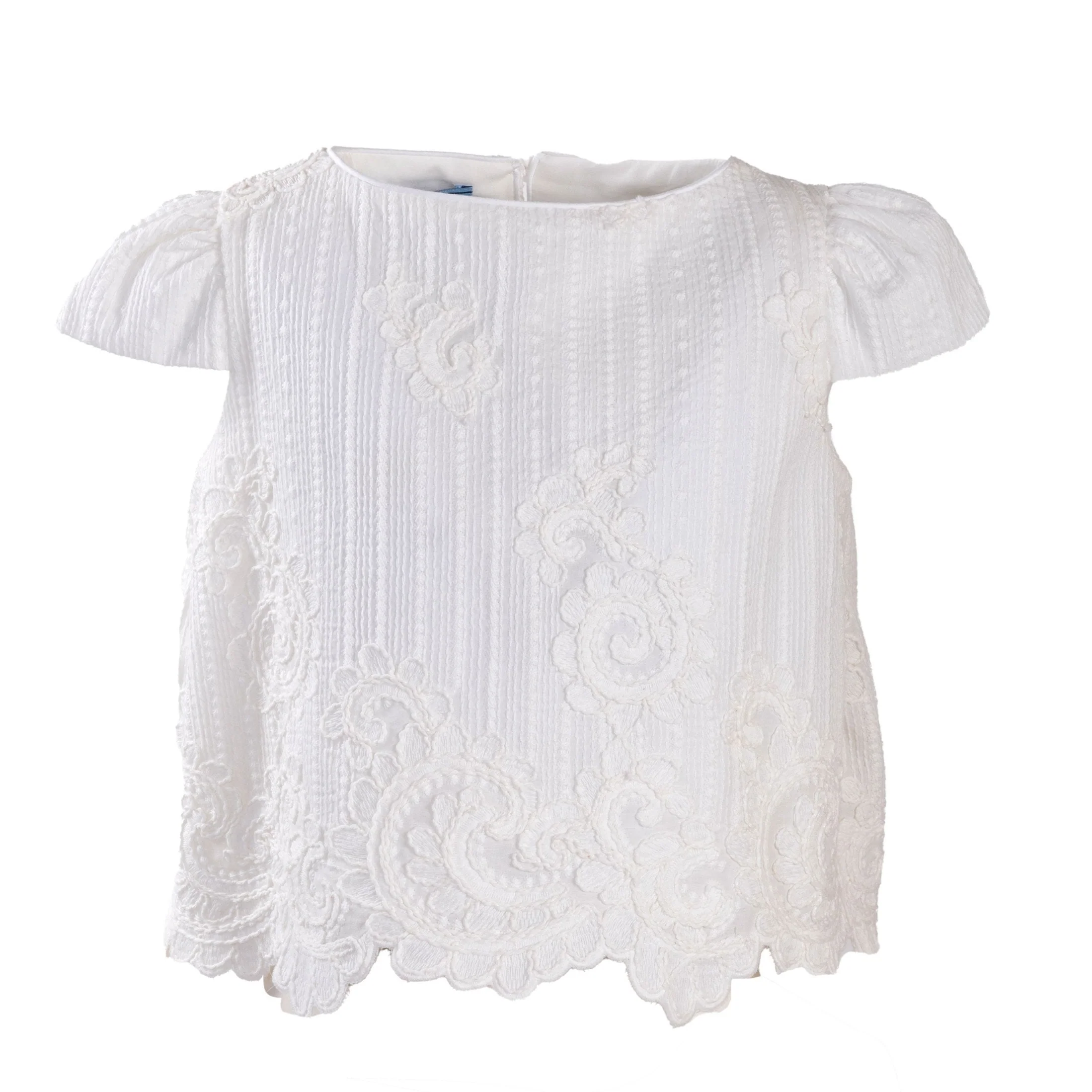 Mimisol Cream Scalloped Embroidery Top