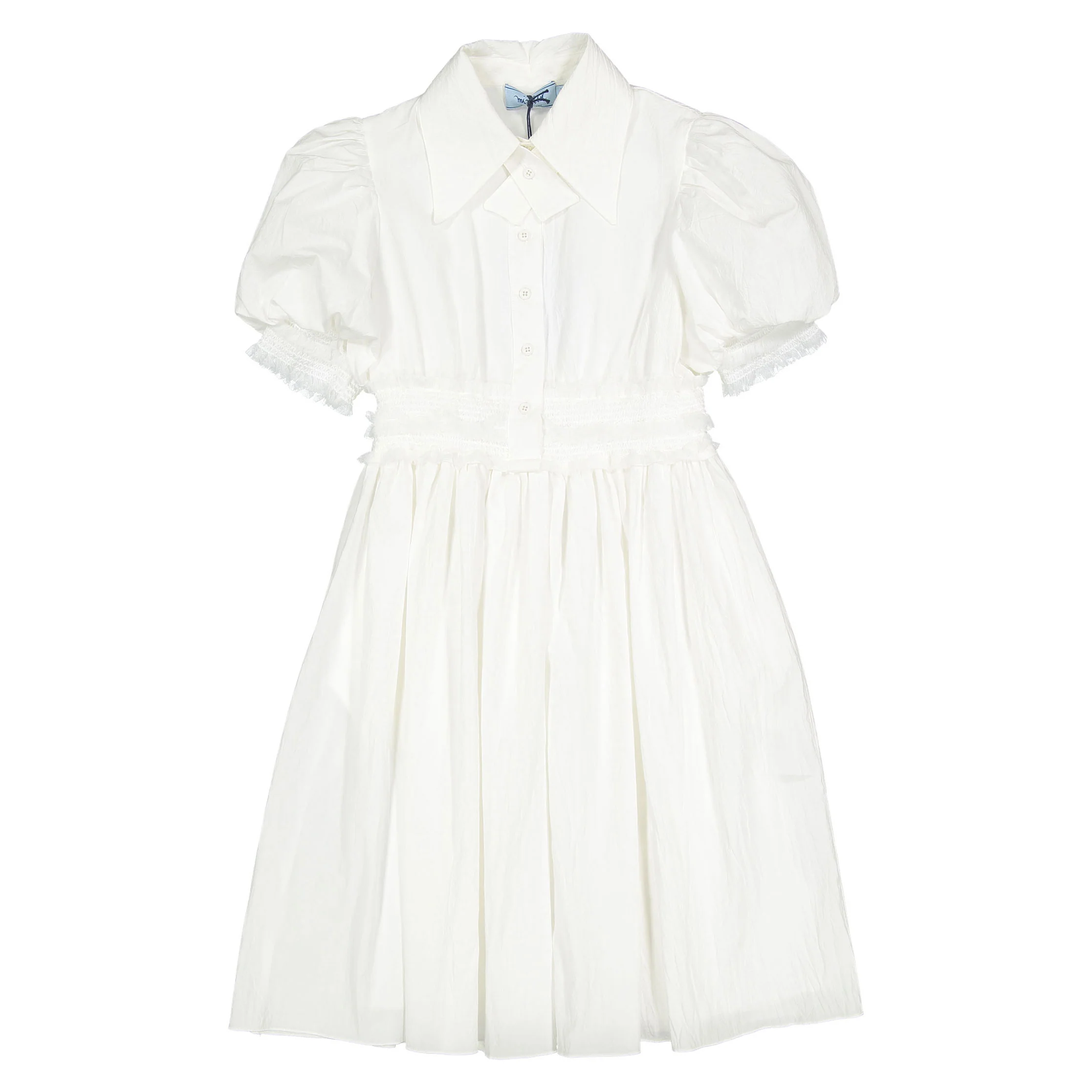 Mimisol Cream Smock Detail Cotton Long Dress