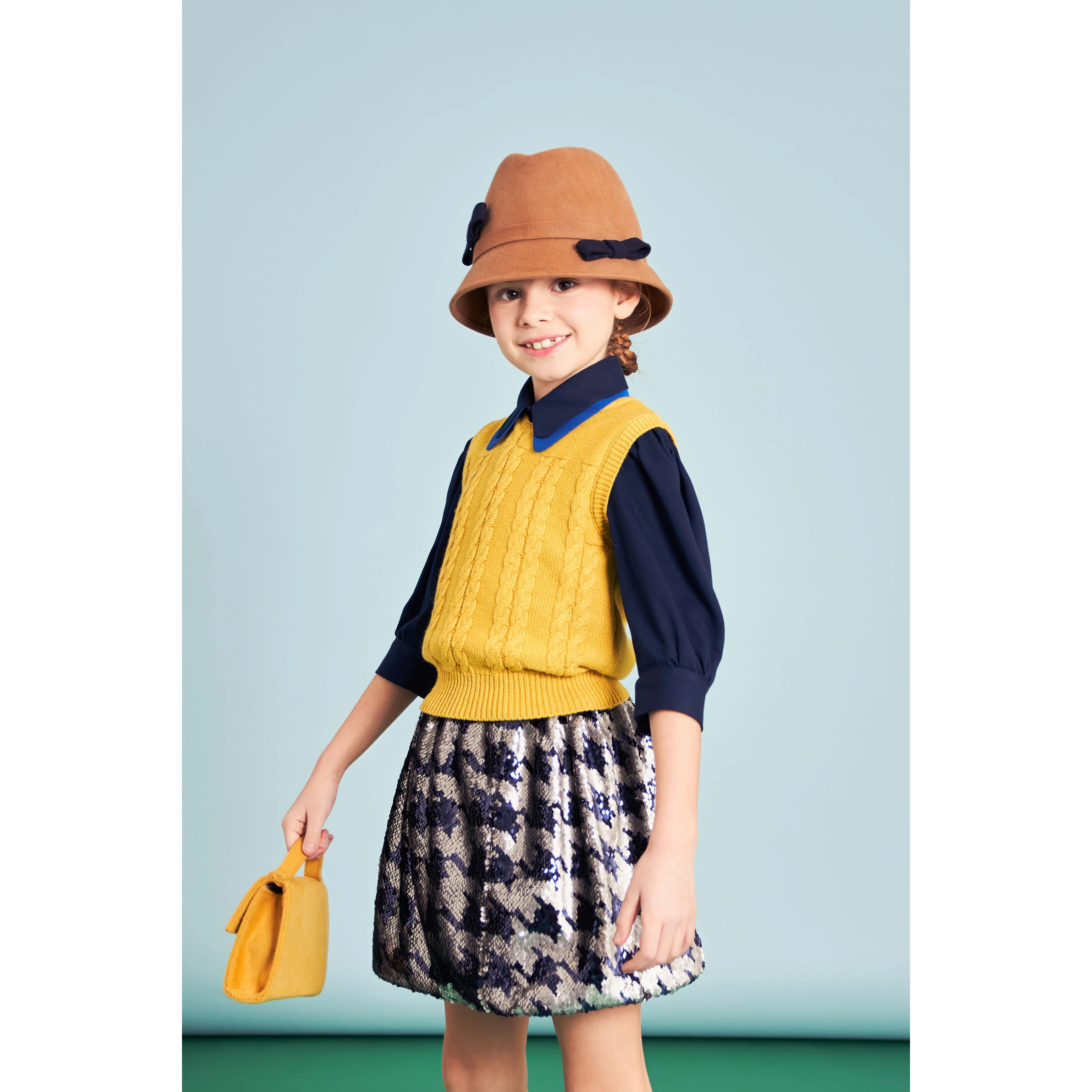 Mimisol Dark Blue Bicolor Twill Blouse - Image 2