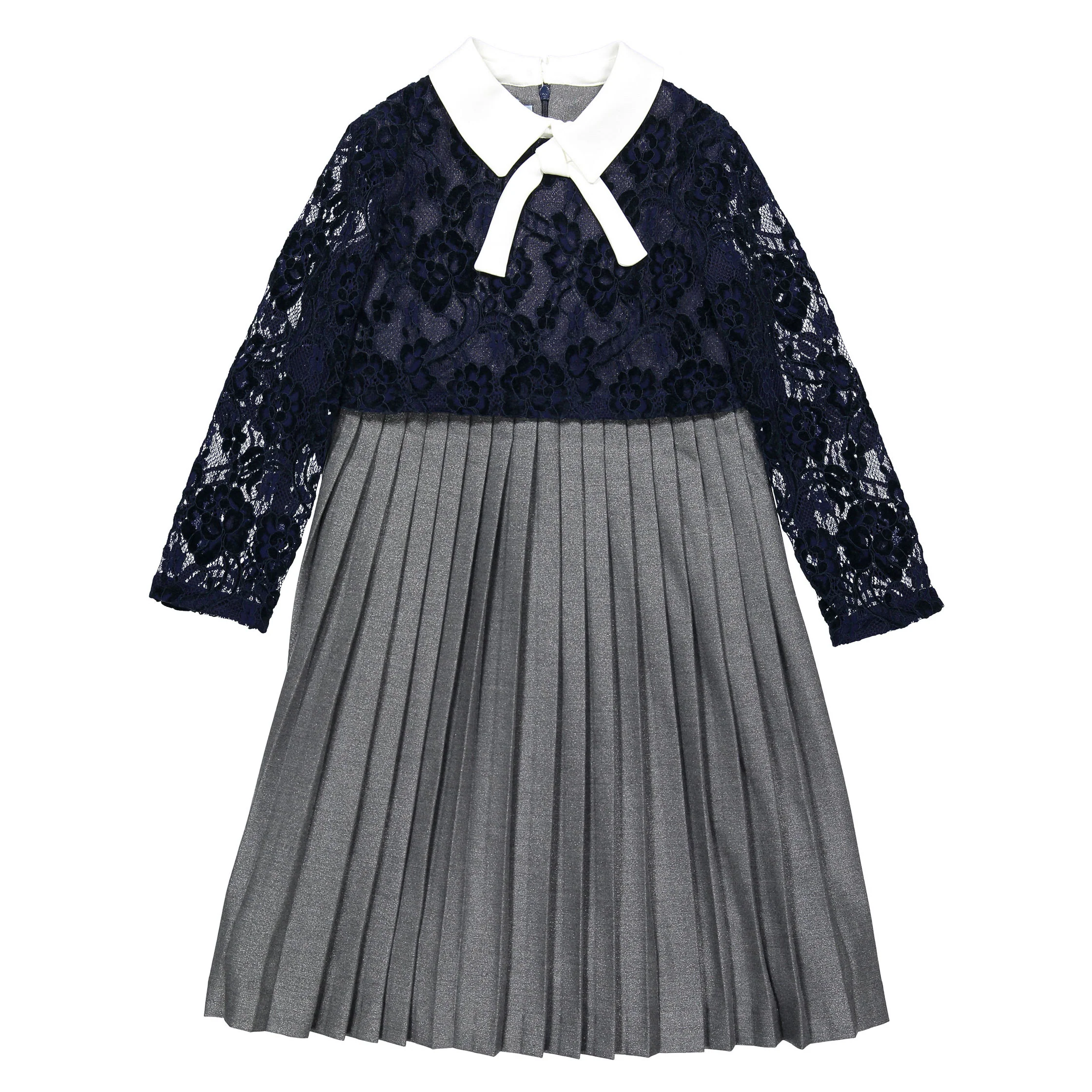 Mimisol Dark Blue Grey Pleated Velvet Long Dress