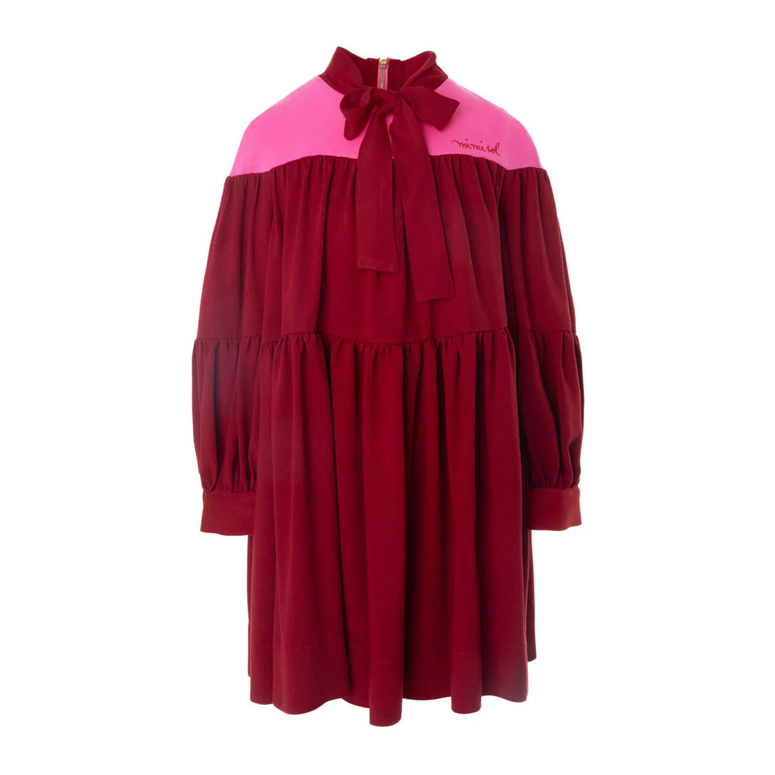 Mimisol Fushia Bordeaux Colorblock Dress