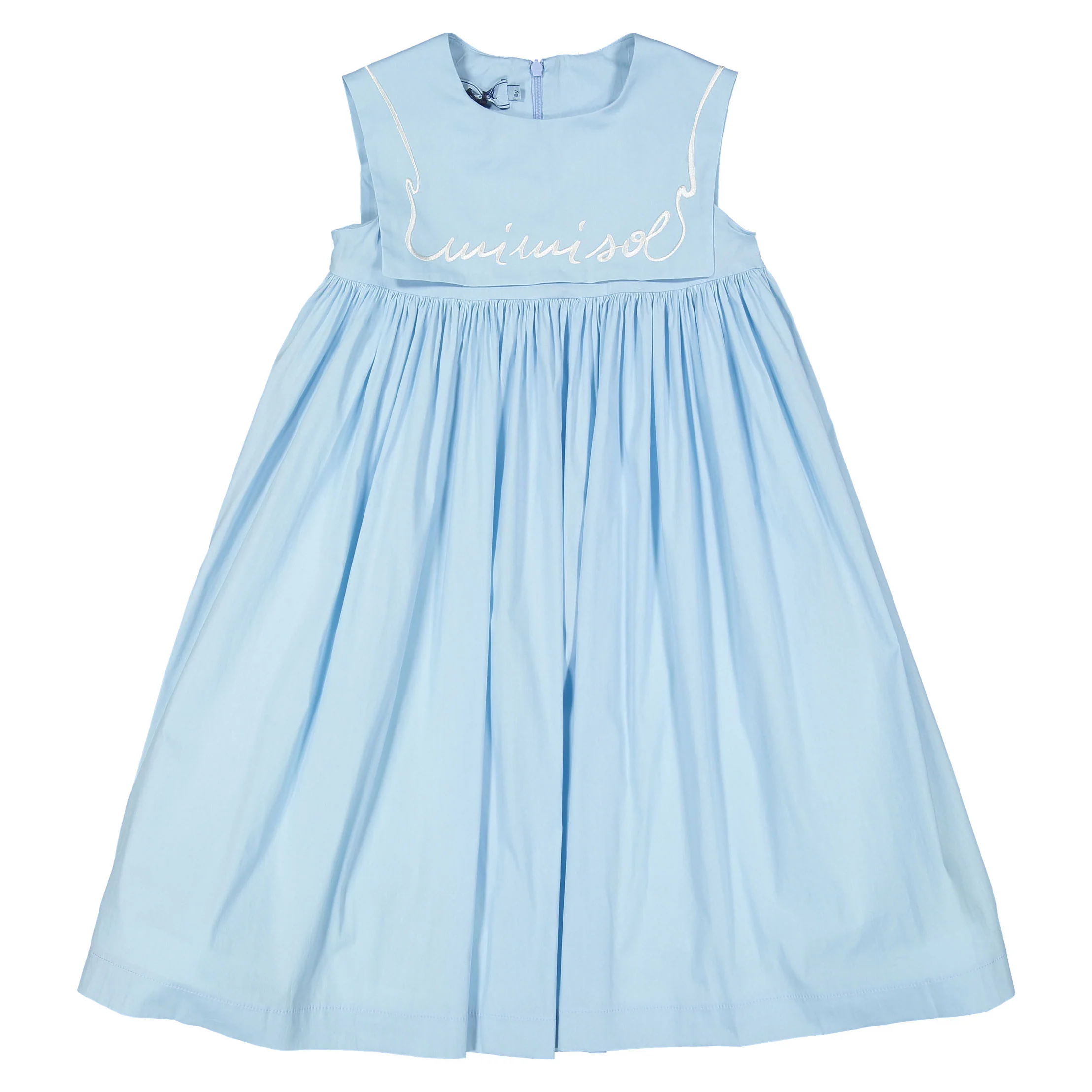 Mimisol Light Blue Embroidered Long Dress