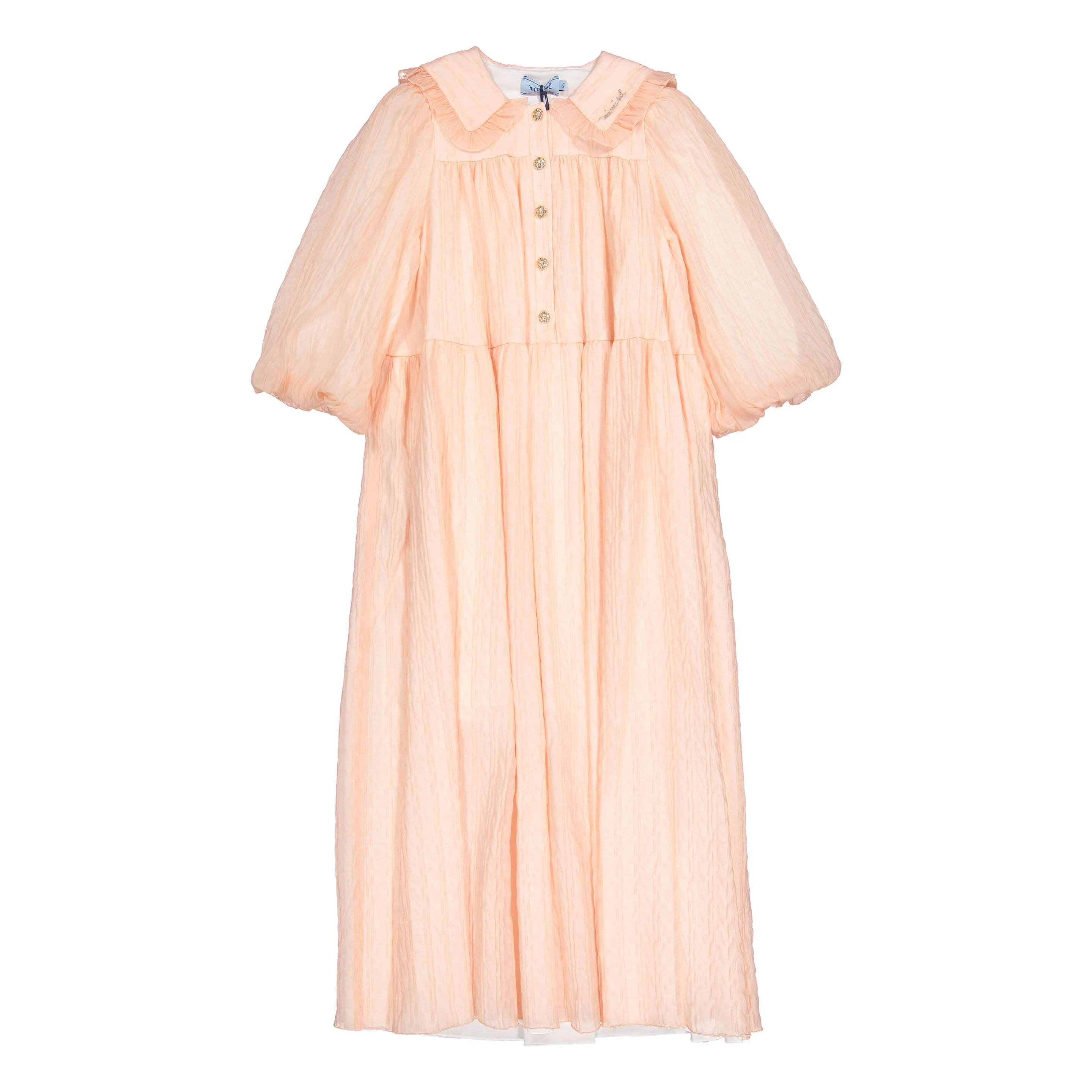 Mimisol Salmon Embossed Maxi Dress