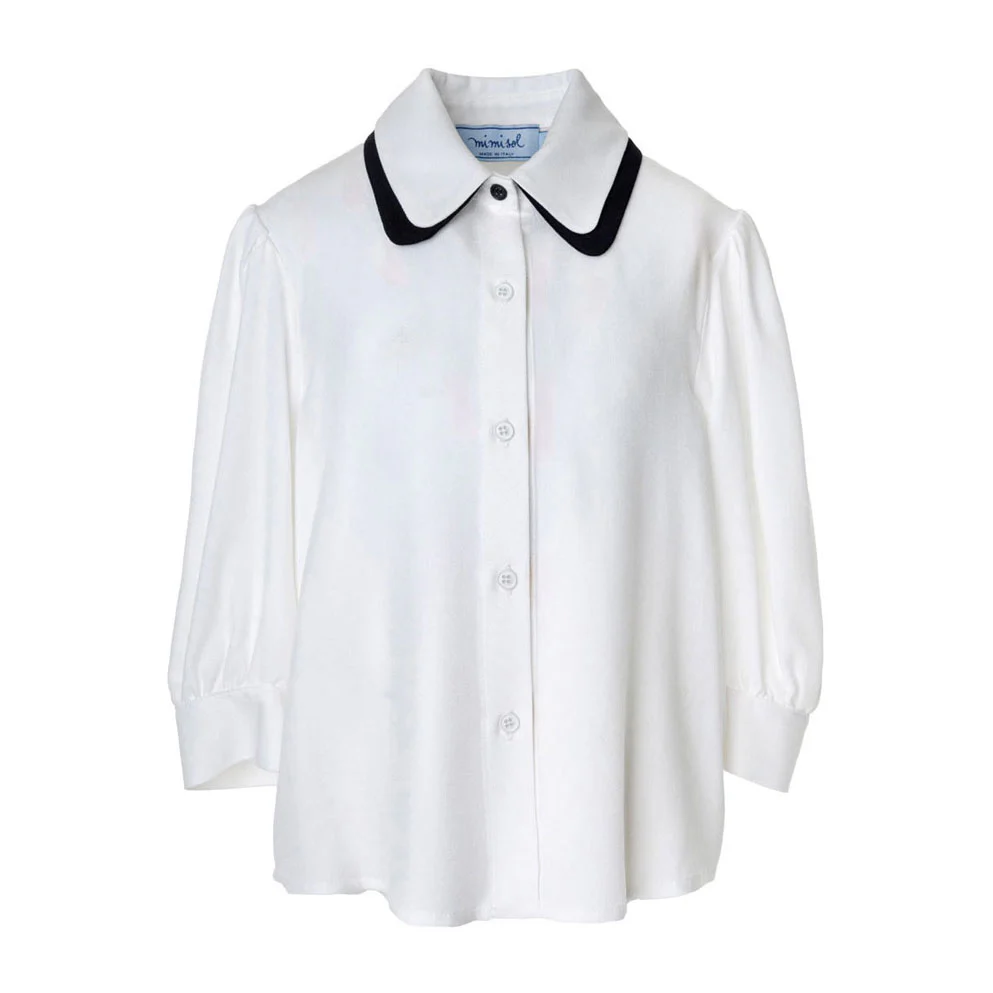 Mimisol White Black Bicolor Twill Blouse