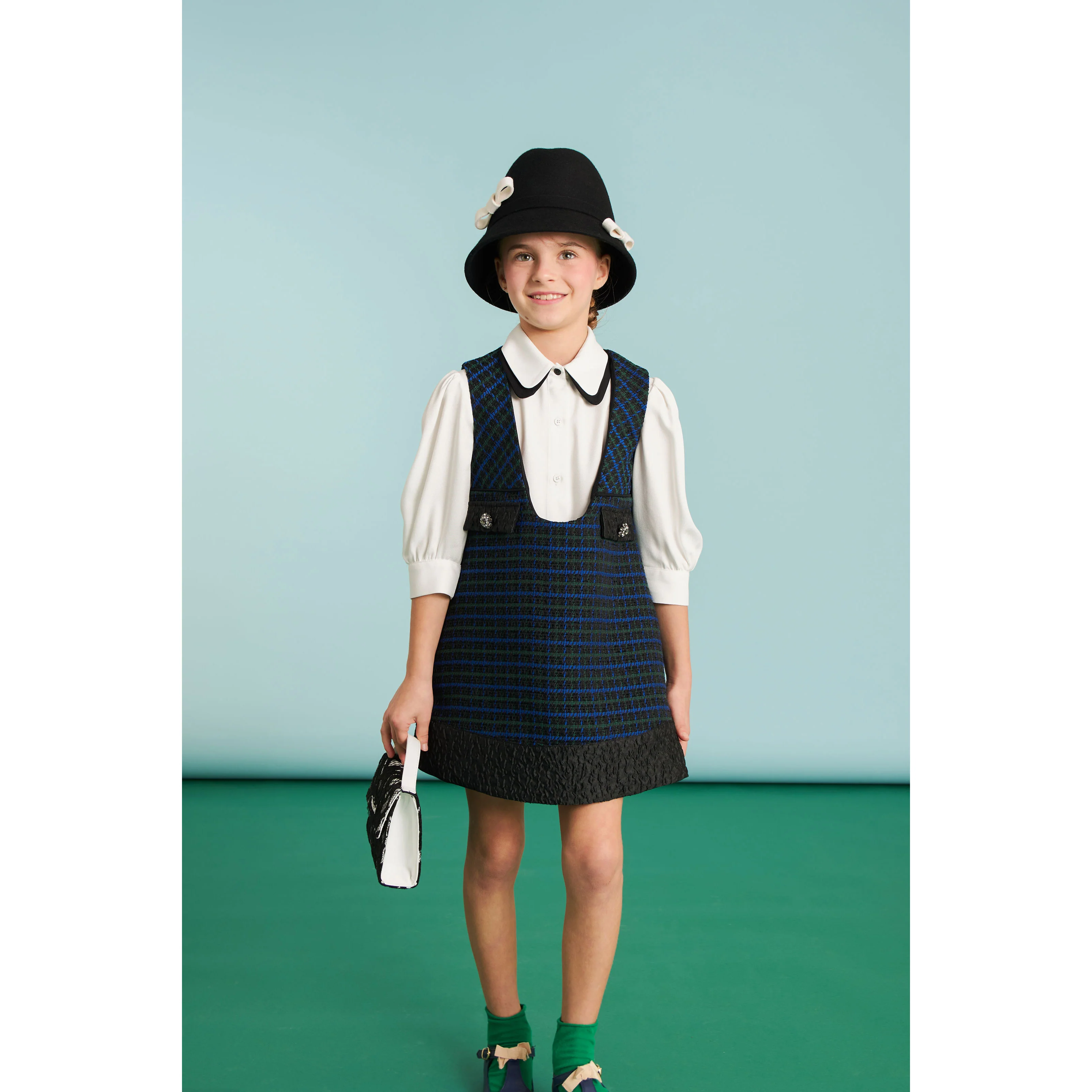 Mimisol White Black Bicolor Twill Blouse - Image 2