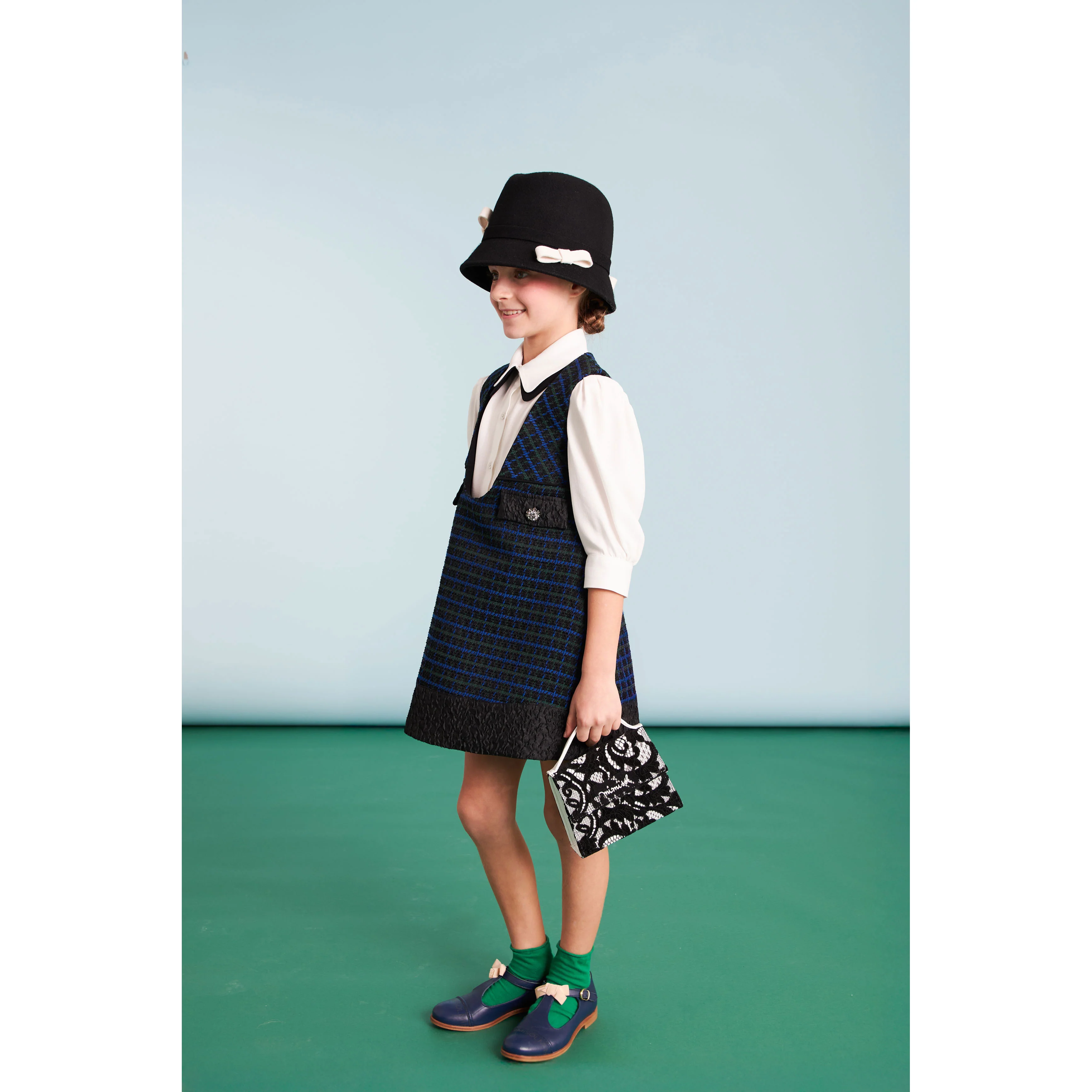 Mimisol White Black Bicolor Twill Blouse - Image 3