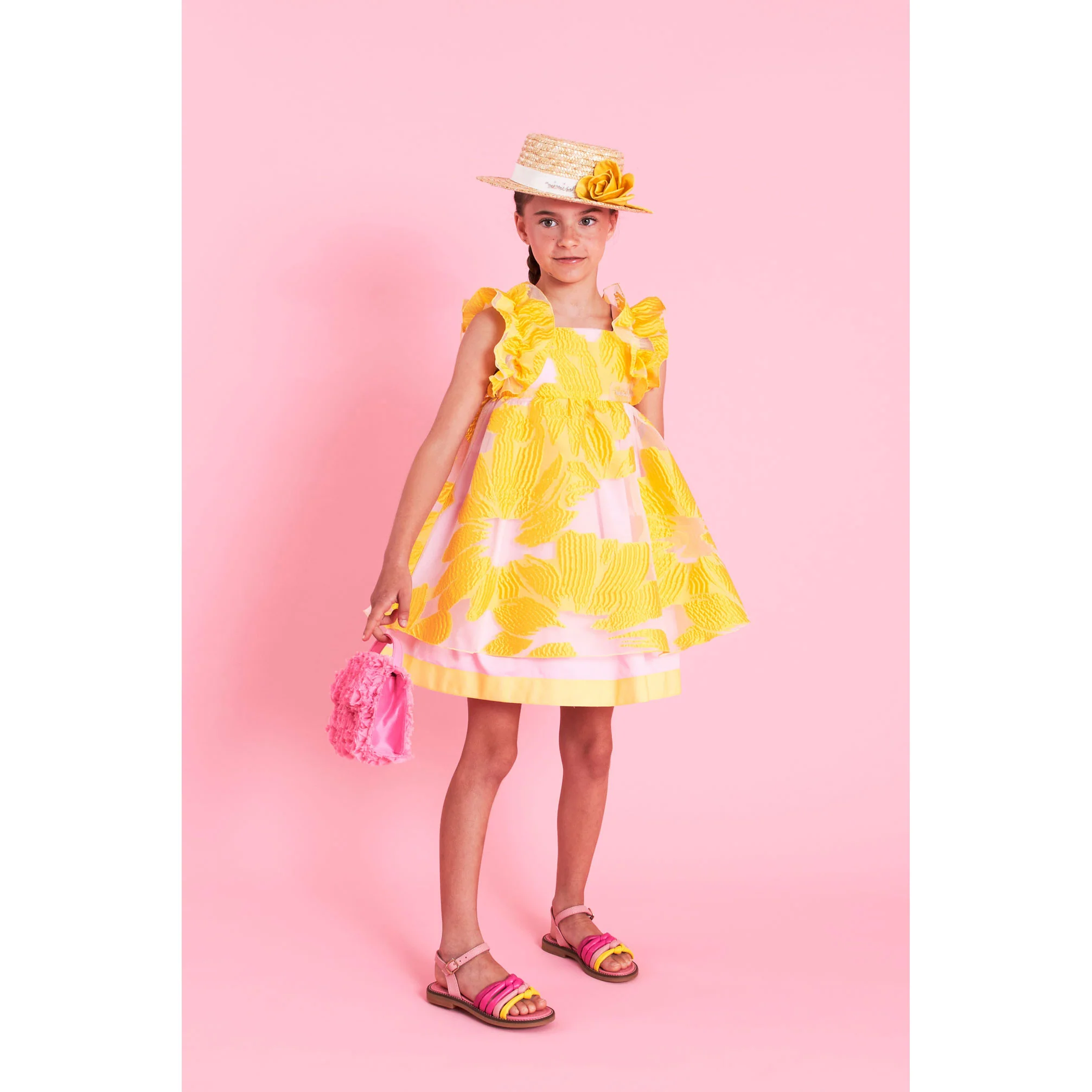 Mimisol Yellow Floral Organza Dress - Image 2