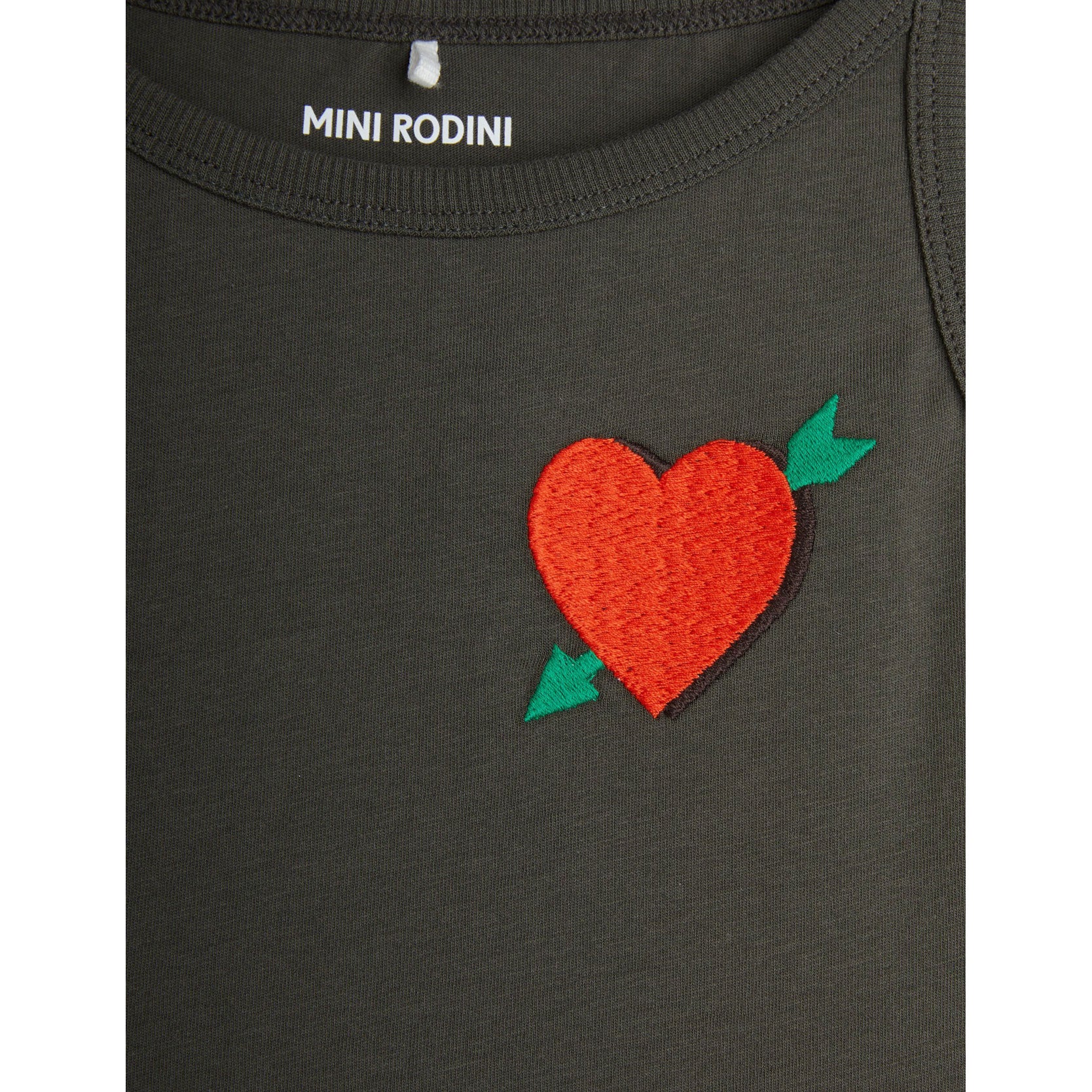 Mini Rodini Black Arrowed Heart Embroidered Tank Dress - Image 3