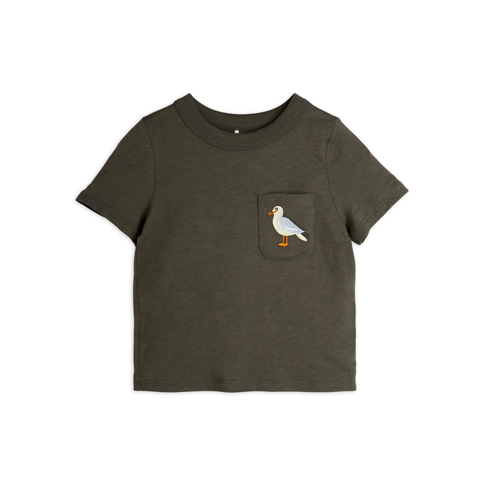 Mini Rodini Faded Black Seagull Embroidered Tee