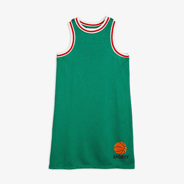 Mini Rodini Green Basket Mesh Tank Dress