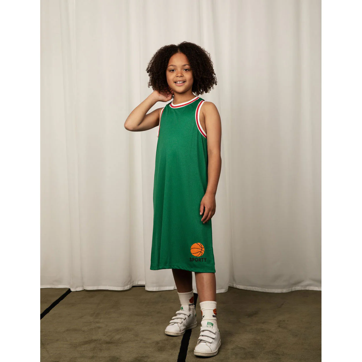 Mini Rodini Green Basket Mesh Tank Dress - Image 2