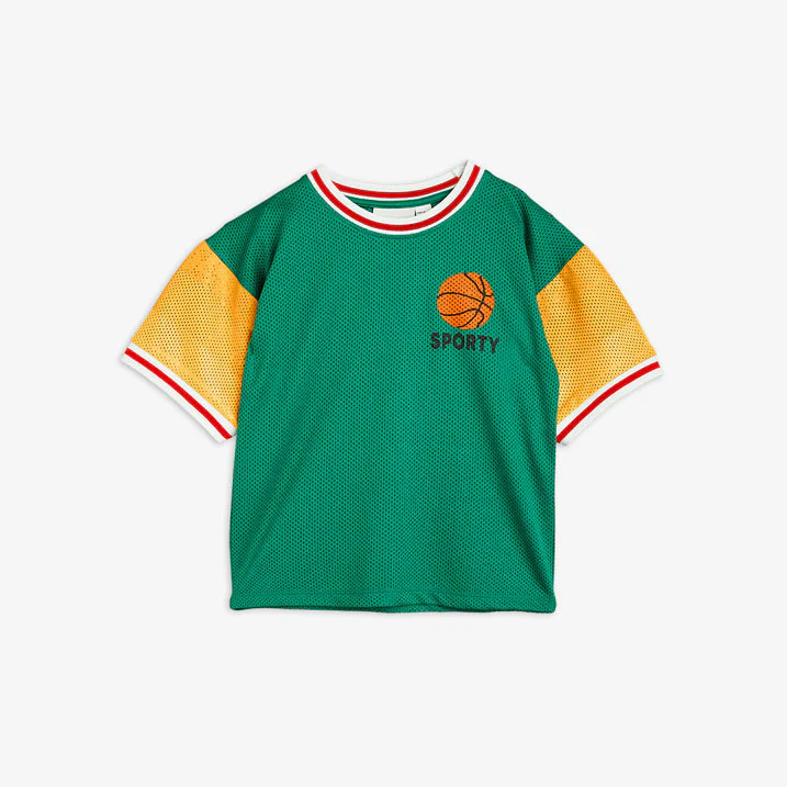 Mini Rodini Green Basket Mesh Tee