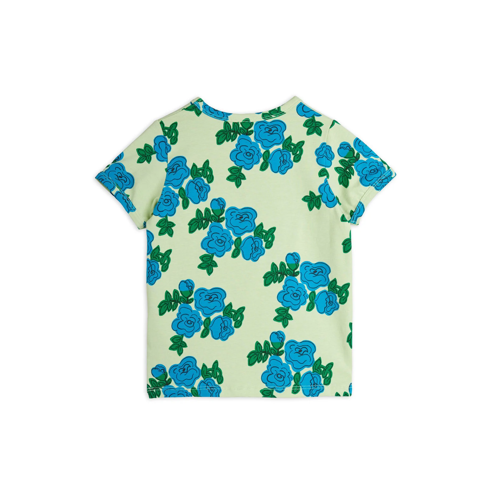 Mini Rodini Green Blue Roses Tee - Image 2