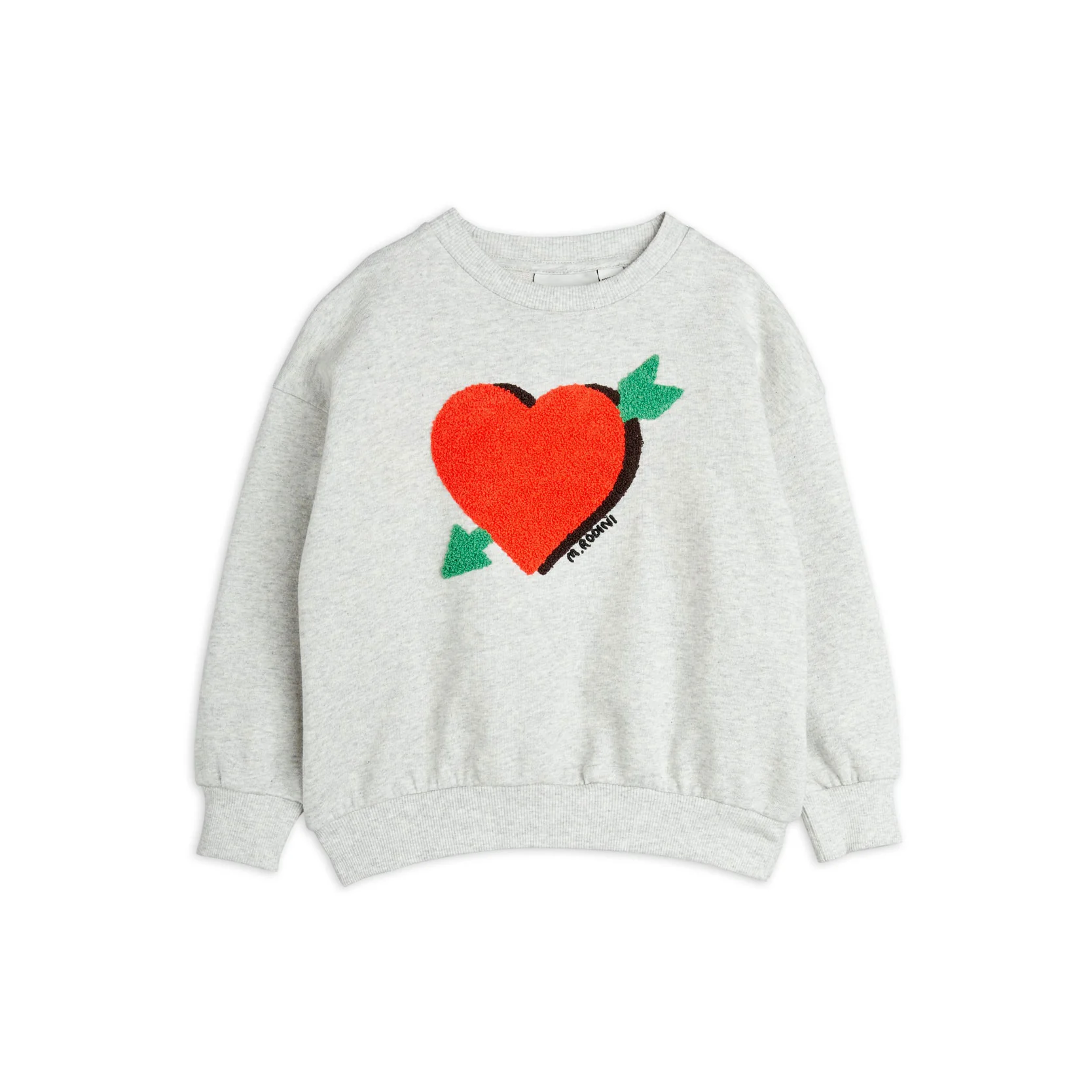 Mini Rodini Grey Melange Arrowed Heart Chenille Sweatshirt