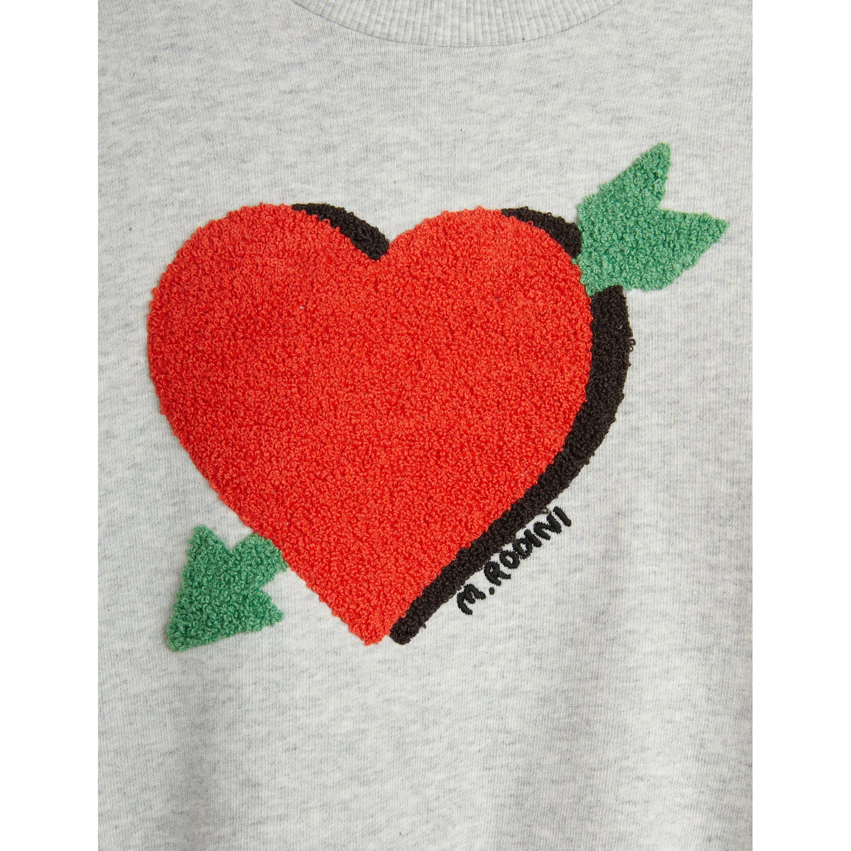 Mini Rodini Grey Melange Arrowed Heart Chenille Sweatshirt - Image 3