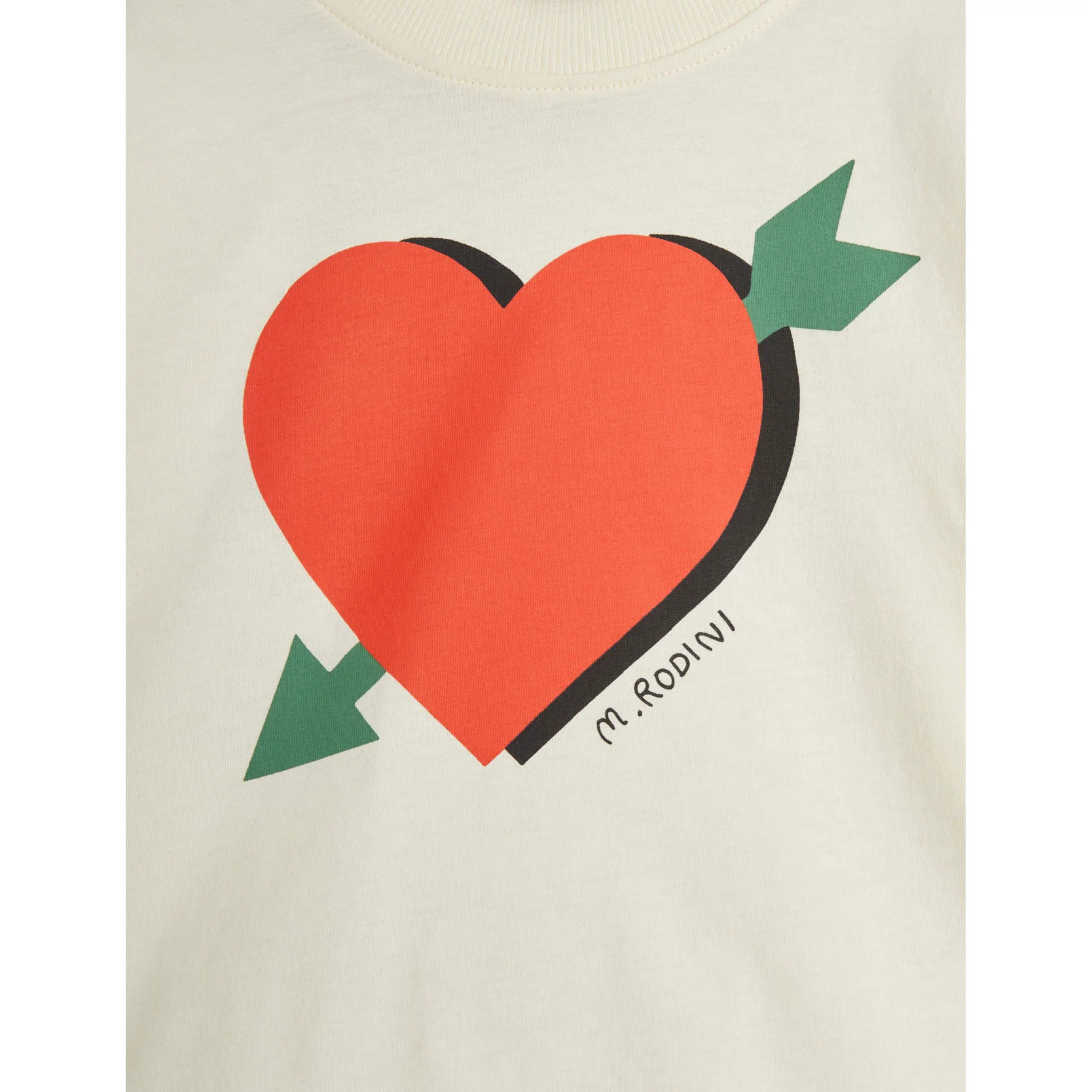 Mini Rodini Off White Arrowed Heart Tee - Image 3