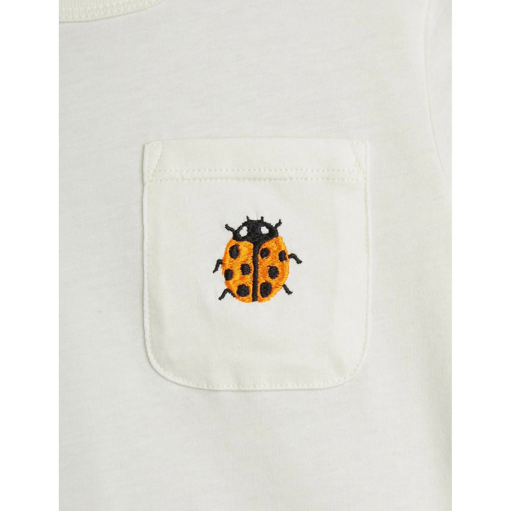Mini Rodini Off White Ladybugs Embroidered Tee - Image 2