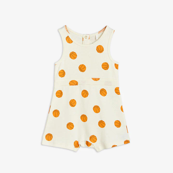 Mini Rodini Offwhite Basketball Aop Baby Summersuit