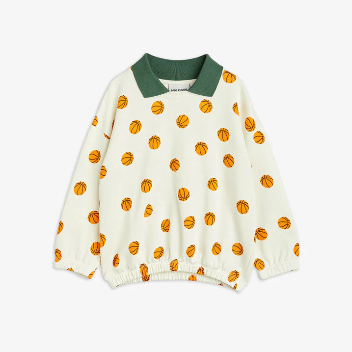 Mini Rodini Offwhite Basketball Aop Collar Sweatshirt