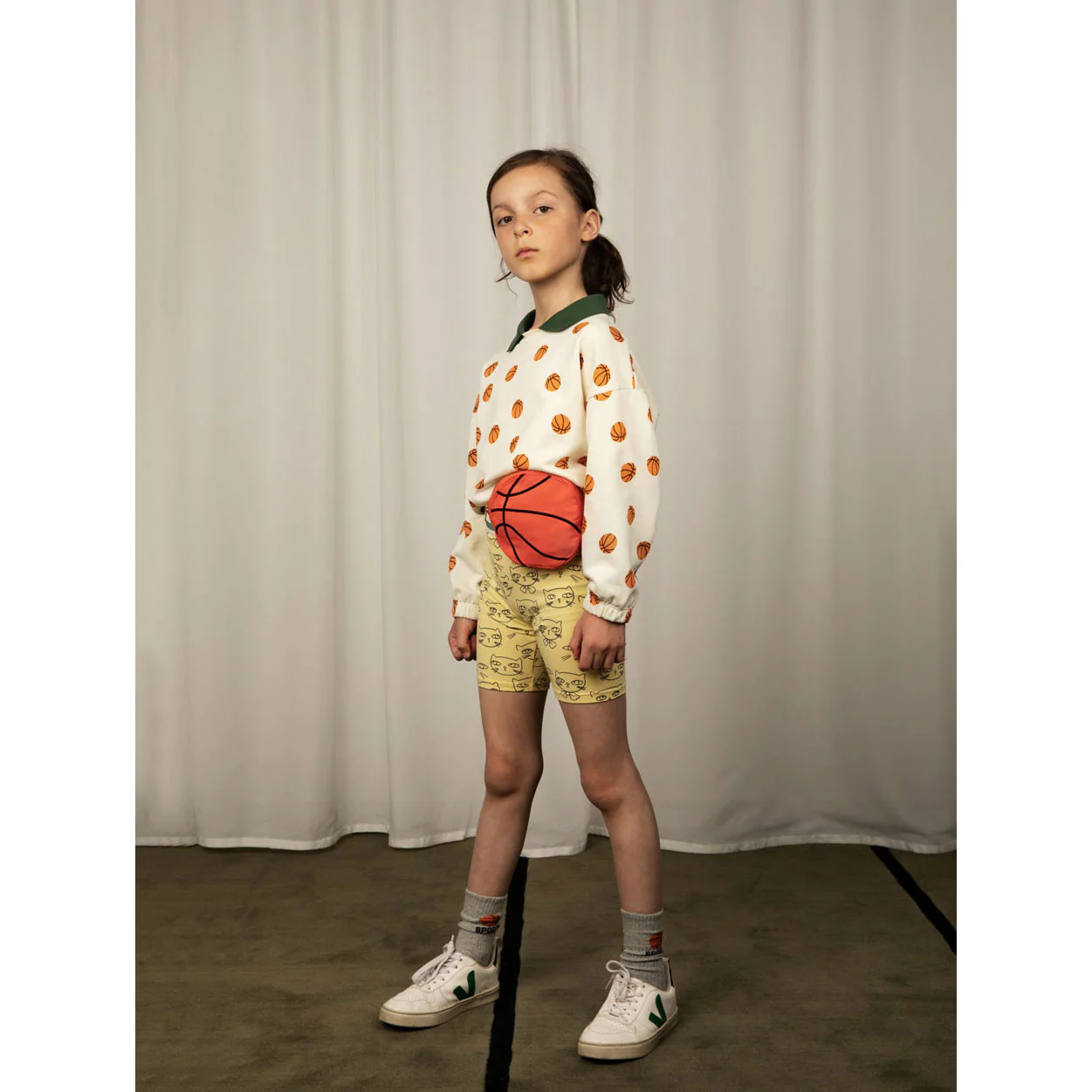 Mini Rodini Offwhite Basketball Aop Collar Sweatshirt - Image 4