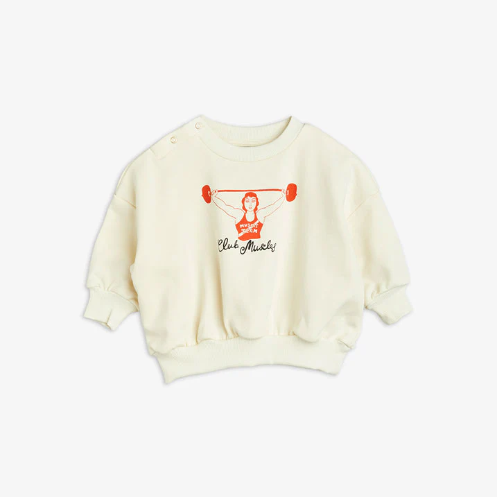 Mini Rodini Offwhite Club Muscles Sweatshirt - Image 2