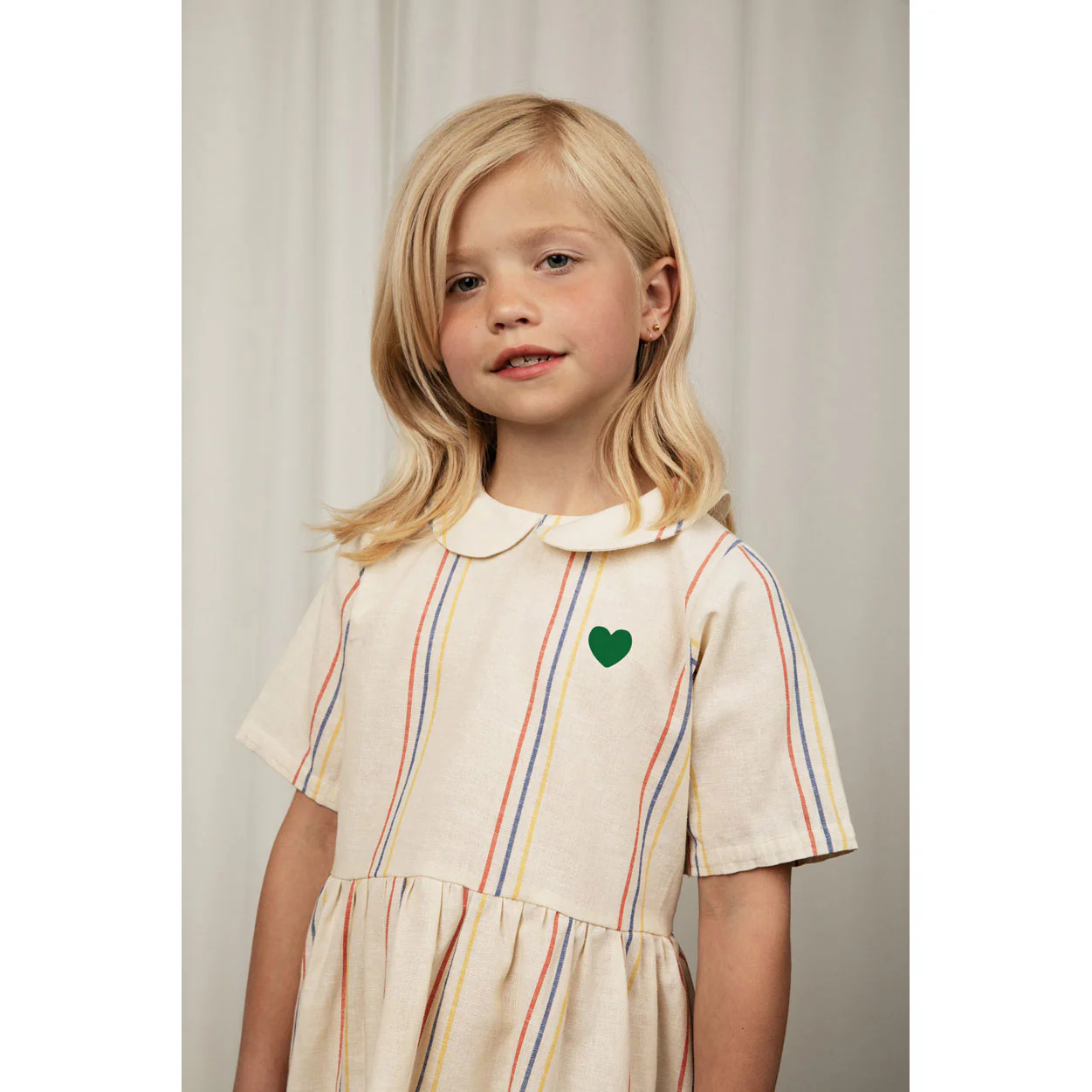 Mini Rodini Offwhite Stripe Woven Dress - Image 4