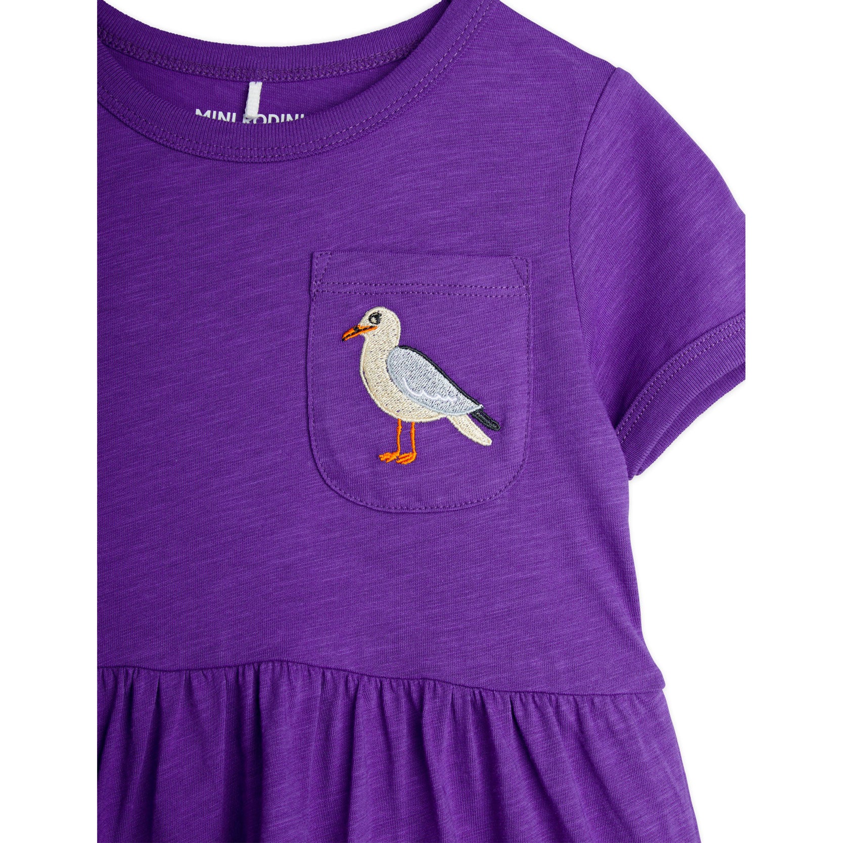 Mini Rodini Purple Seagull Embroidered Dress - Image 3